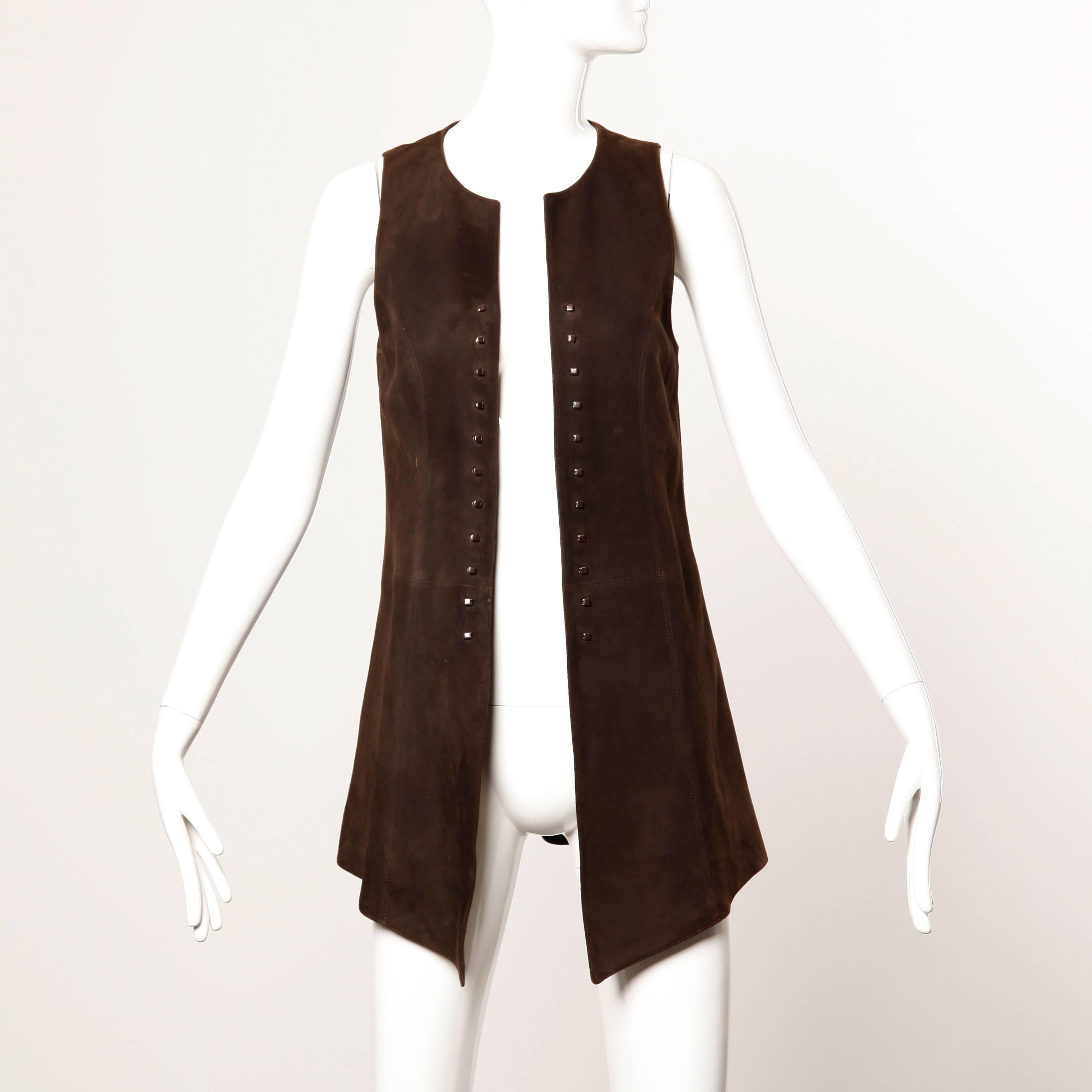 brown lace up vest