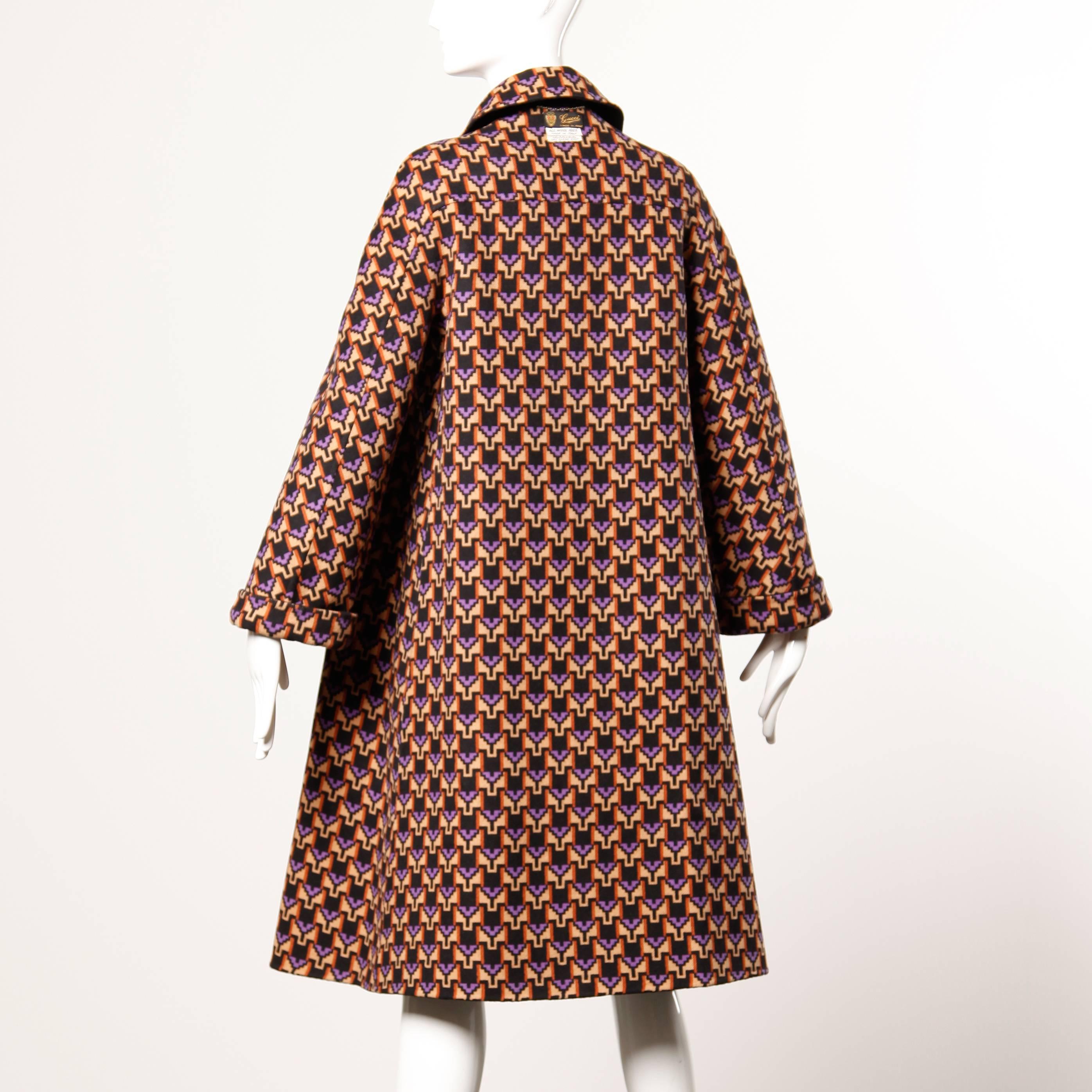 Museum Quality Gucci Vintage 1970s Reversible Wool Coat + Dress Ensemble 3
