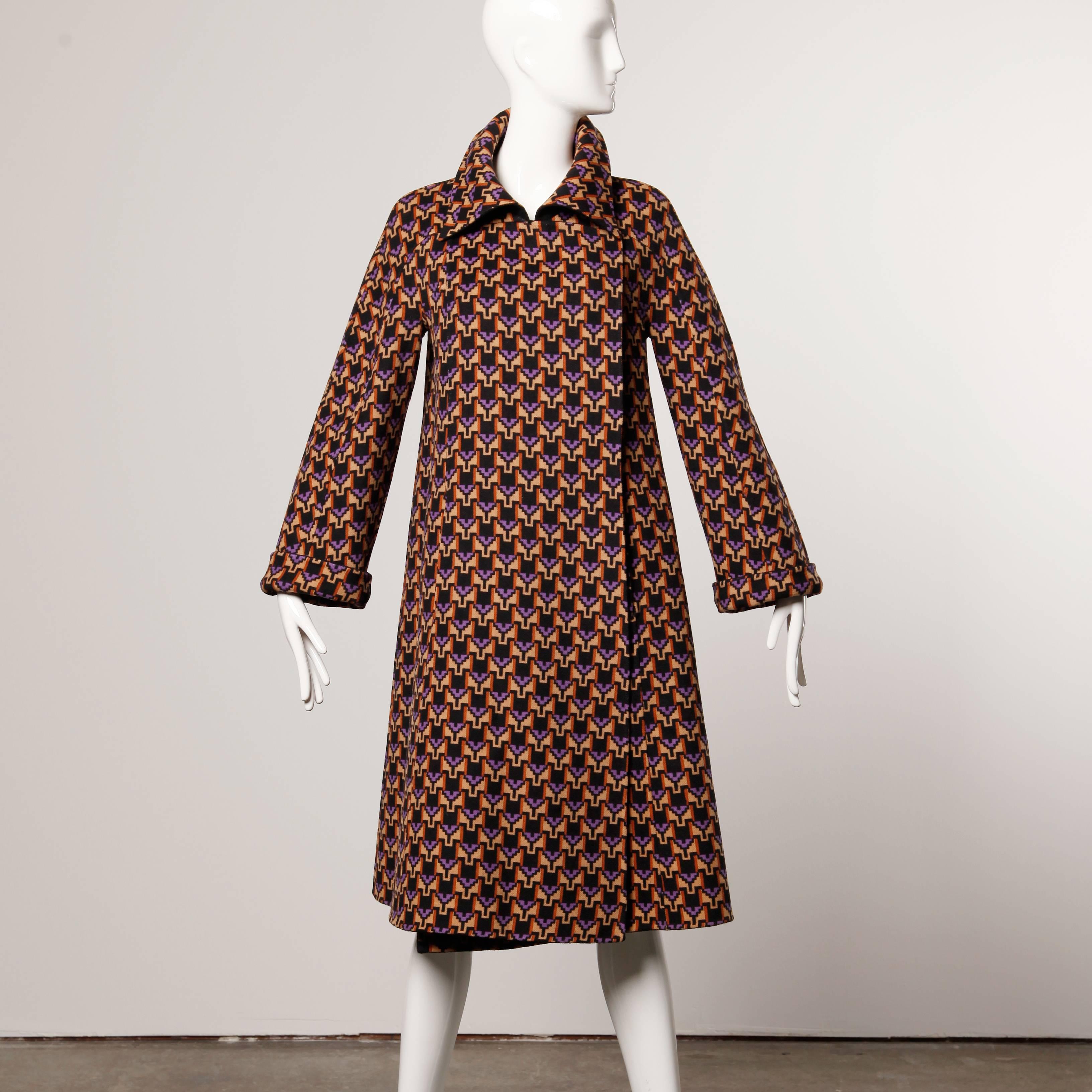 Museum Quality Gucci Vintage 1970s Reversible Wool Coat + Dress Ensemble 2