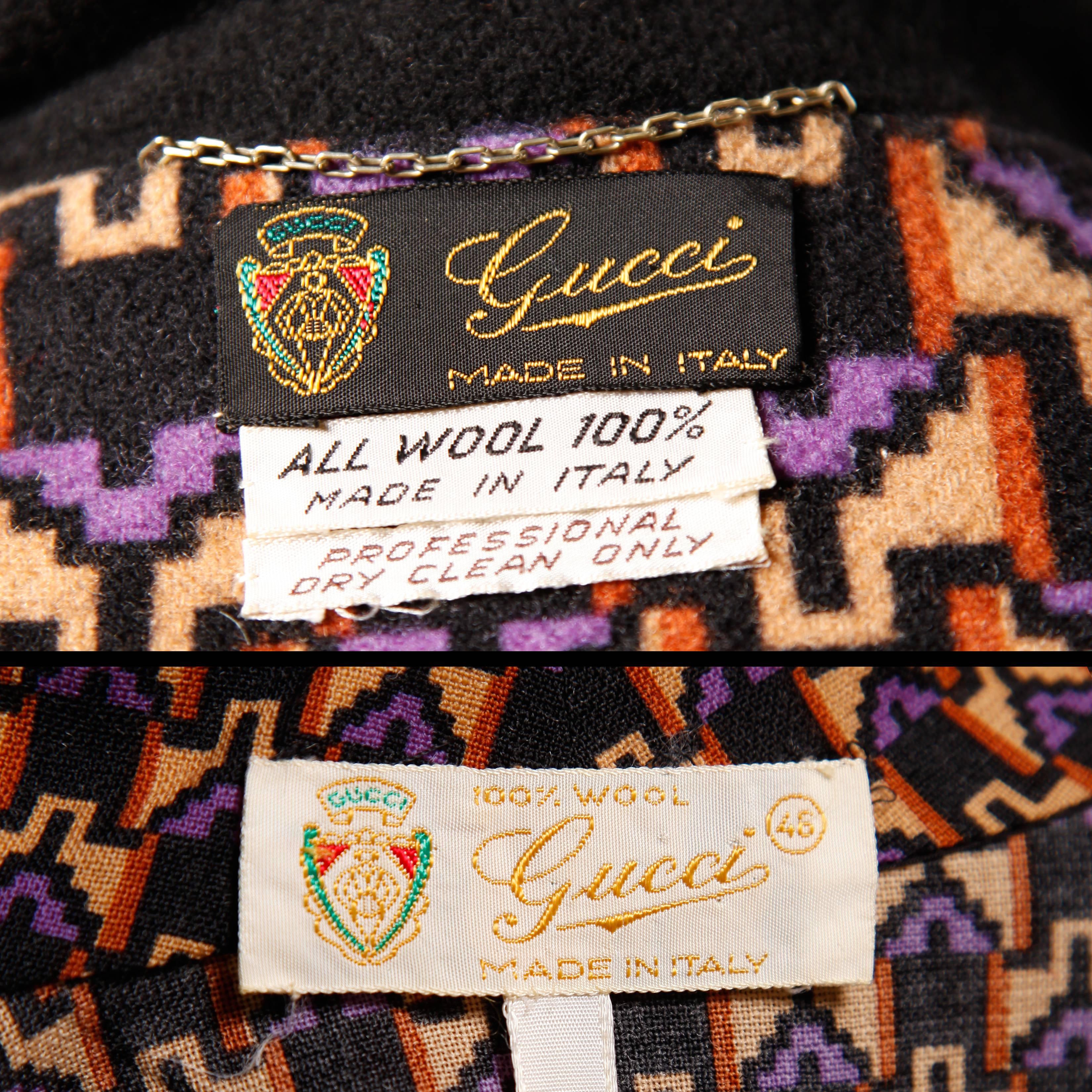 Museum Quality Gucci Vintage 1970s Reversible Wool Coat + Dress Ensemble In Excellent Condition In Sparks, NV