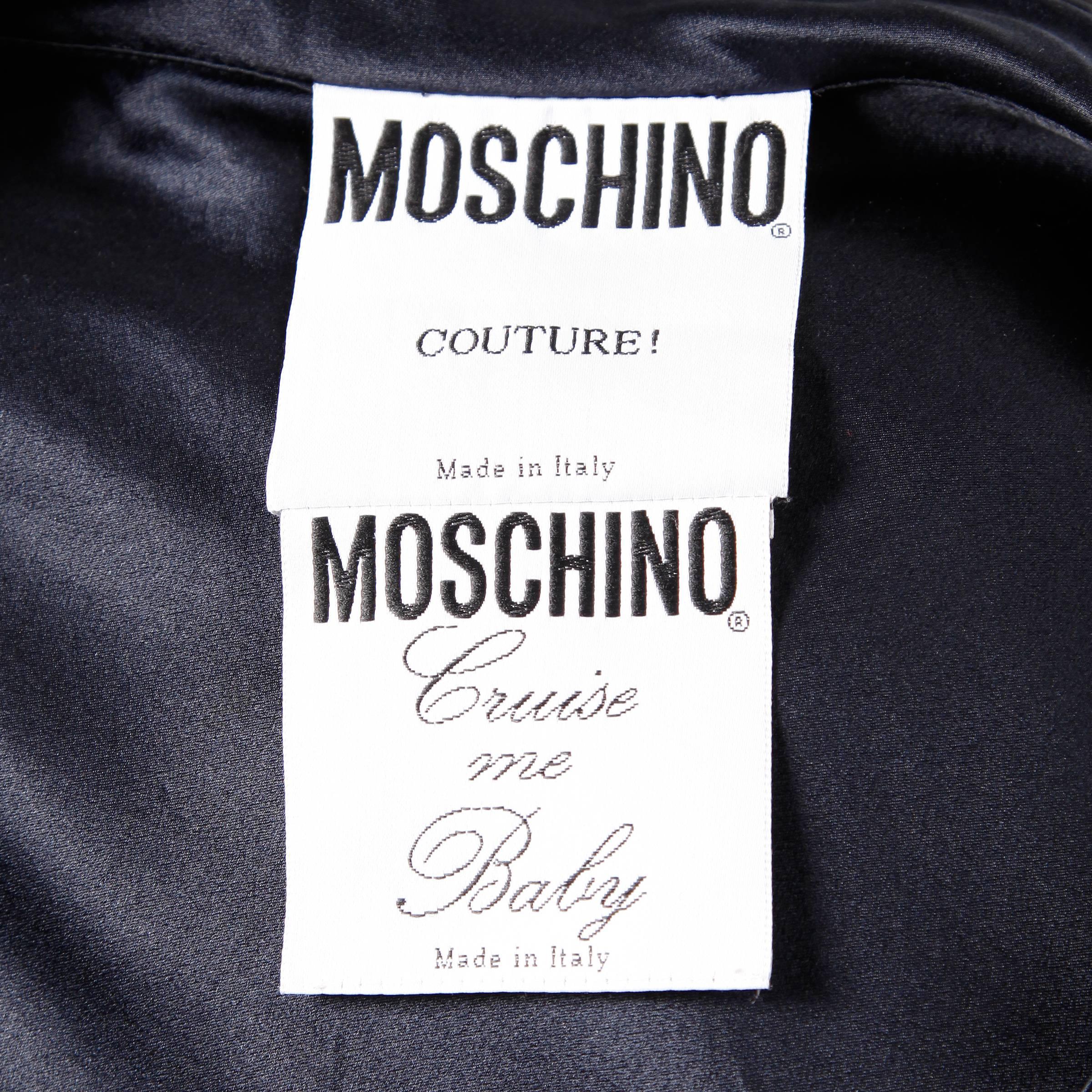 Noir Moschino Couture ! Robe élégante Cruise Me Baby en soie bleu marine en vente