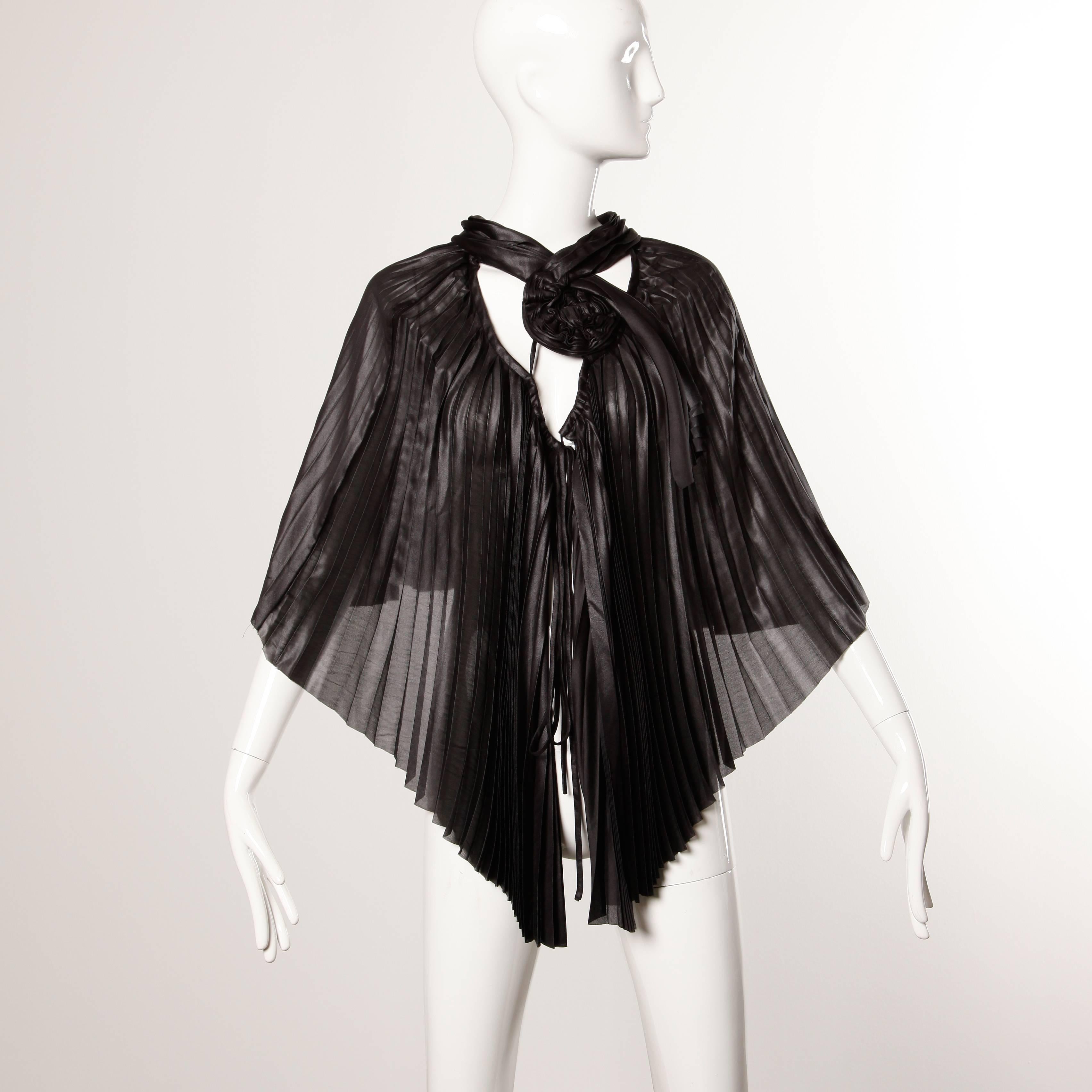 Issey Miyake Vintage Avant Garde Pleated Origami Black Cape Jacket or Tunic 1