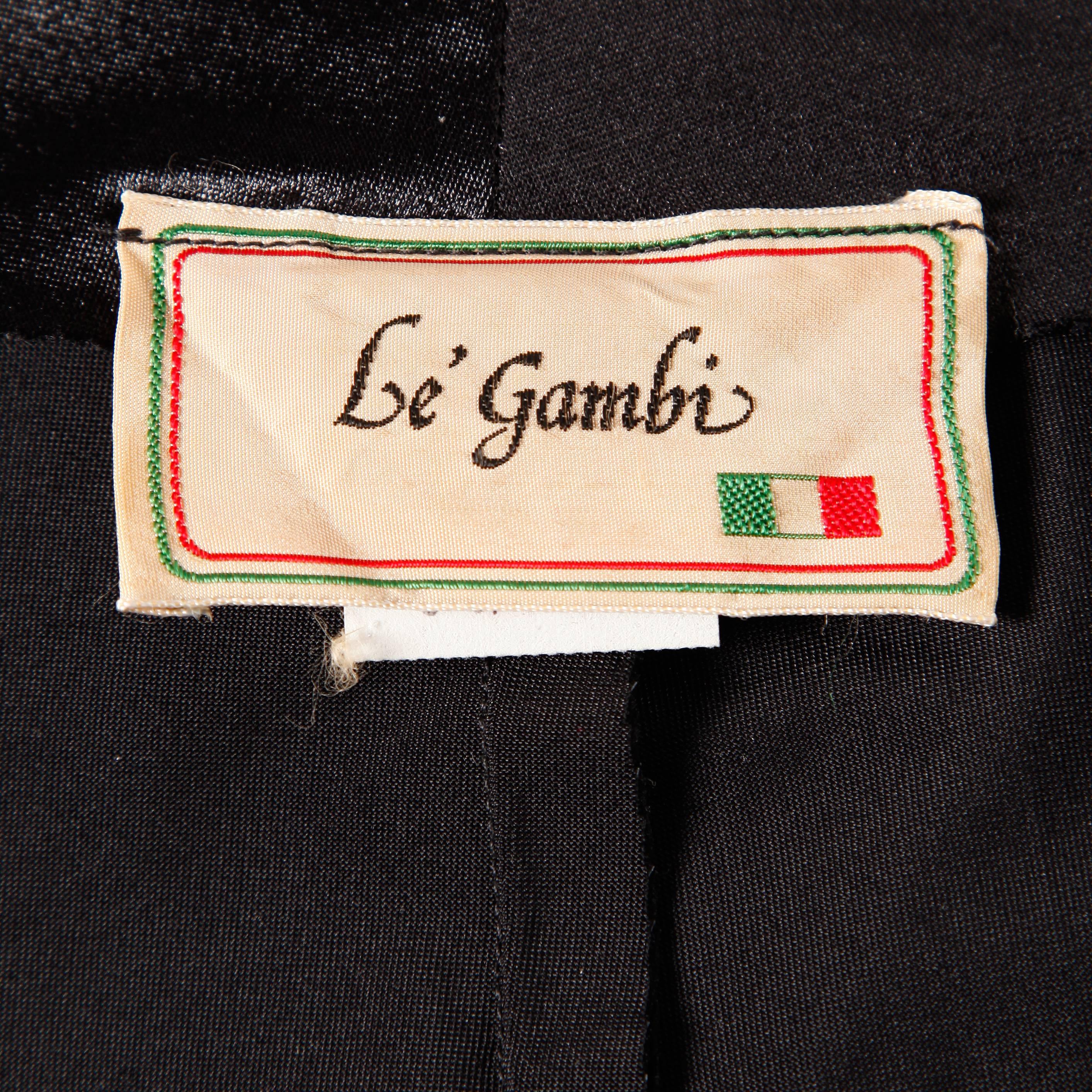 1970er Le Gambi Vintage Glänzend Wet Look Disco-Hose aus Polyester und Stoff mit Reißverschluss (Schwarz) im Angebot
