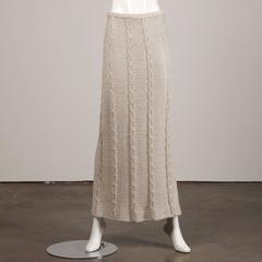 Silver Metallic Cable Knit Top and Maxi Skirt Two Piece Ensemble, 1970s