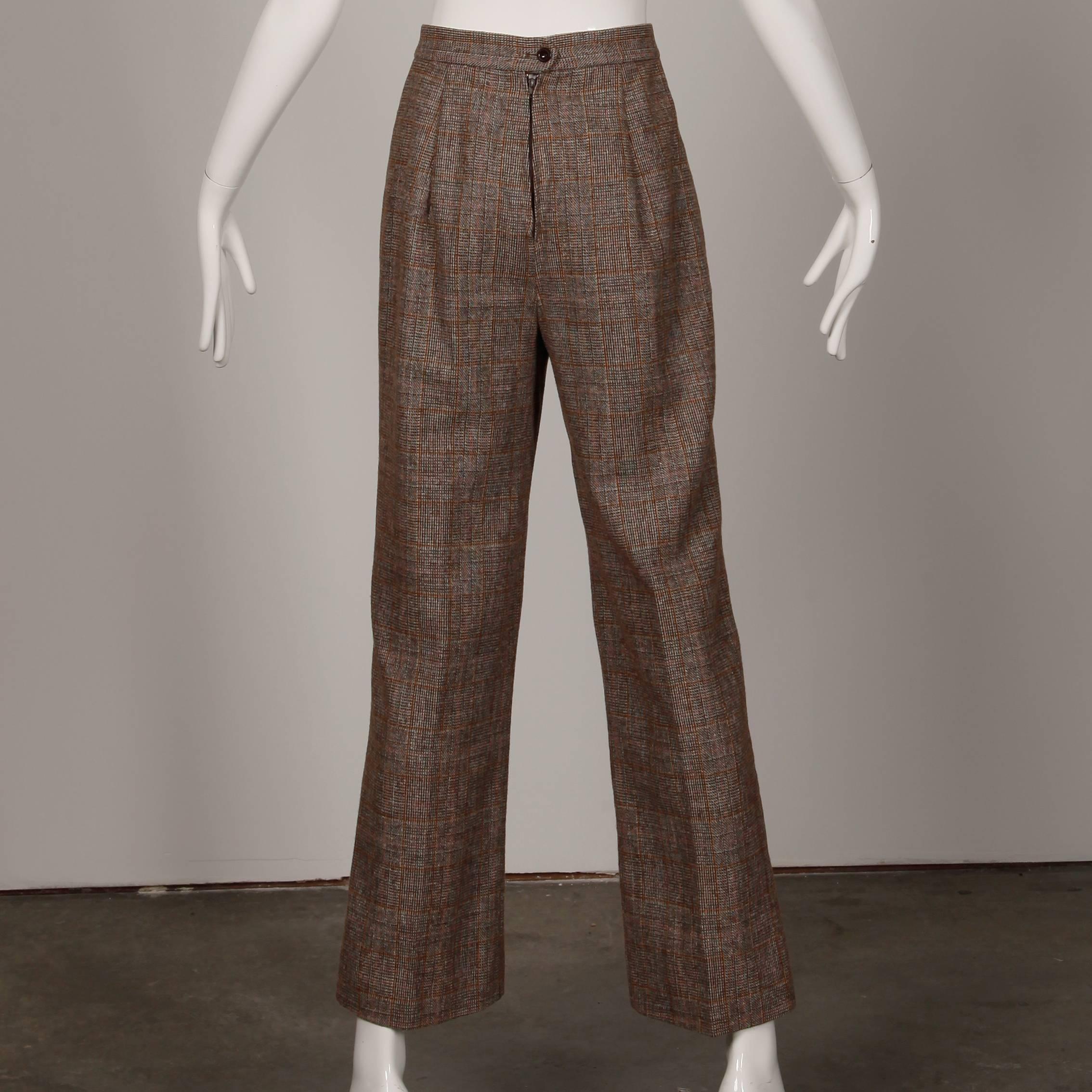 1970s Lilli Ann Vintage Wool Tweed + Suede Leather Pants + Jacket Suit Ensemble 3