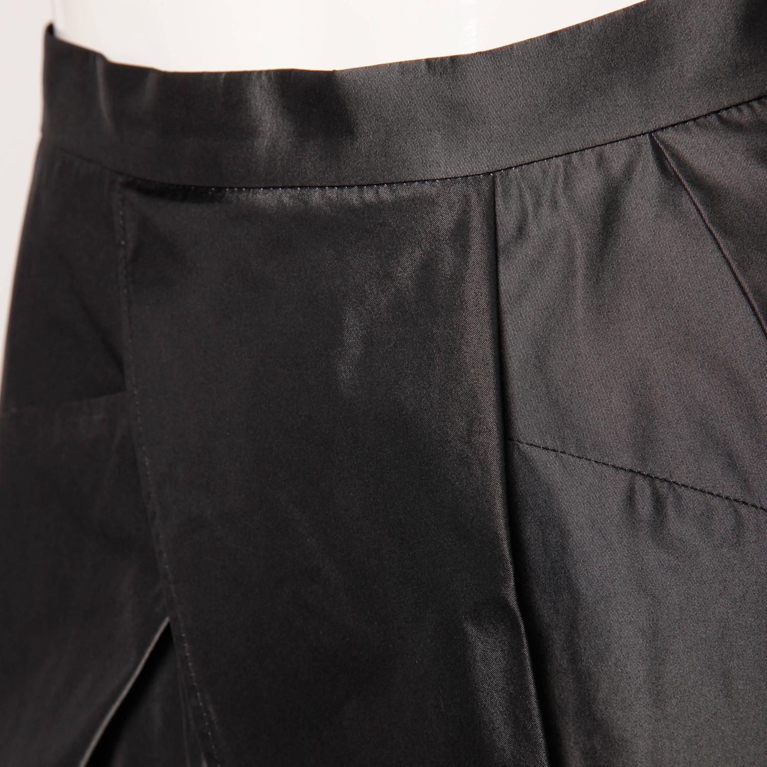 Max Mara Gunmetal Silk Asymmetric Pleated A-Line Skirt For Sale at 1stdibs