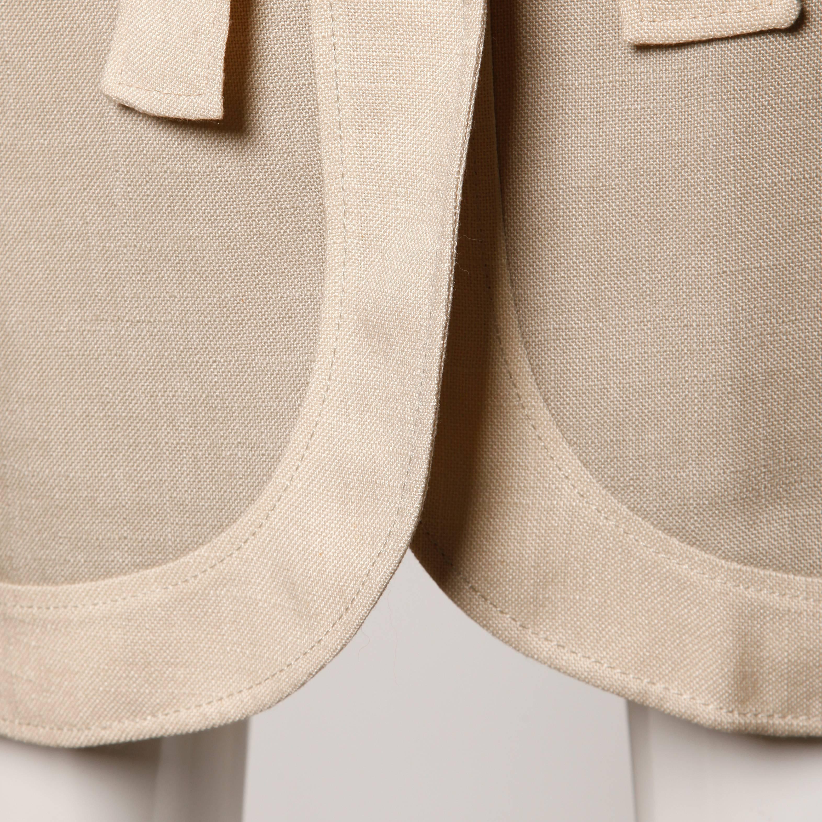 Women's Don Simonelli Vintage Neutral Minimalist Linen Coat and Sash For Sale