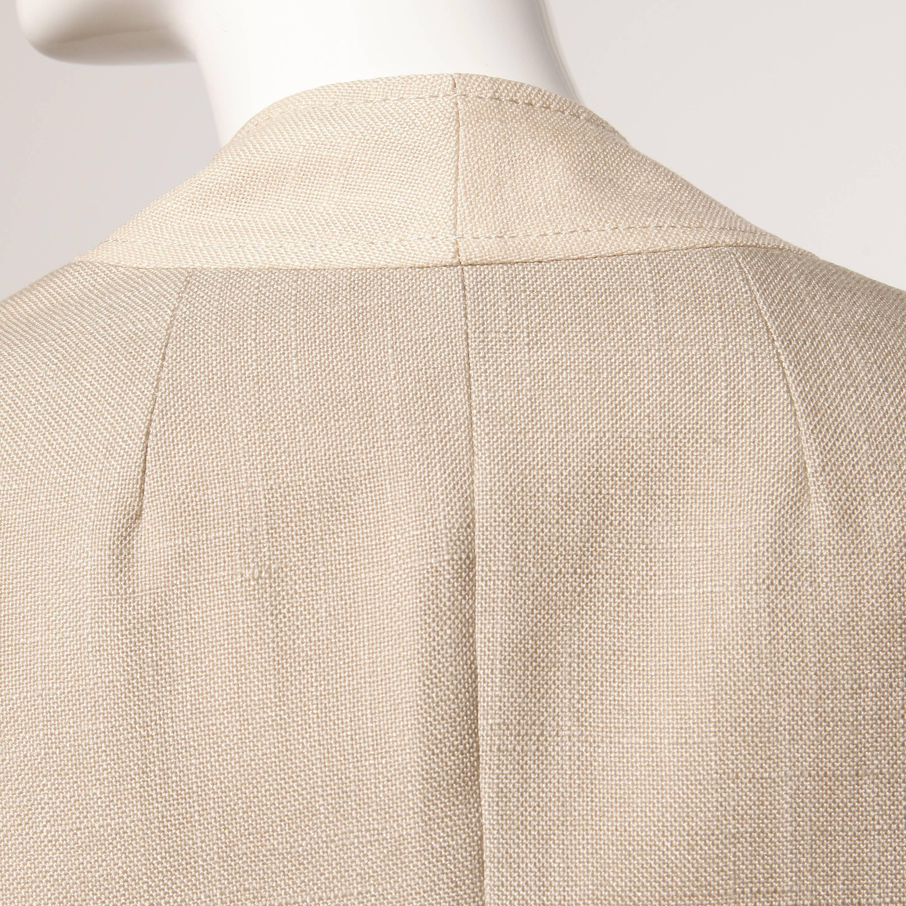 Don Simonelli Vintage Neutral Minimalist Linen Coat and Sash For Sale 1