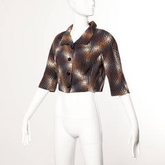 1950s Vintage Op Art Cotton Print Cropped Jacket