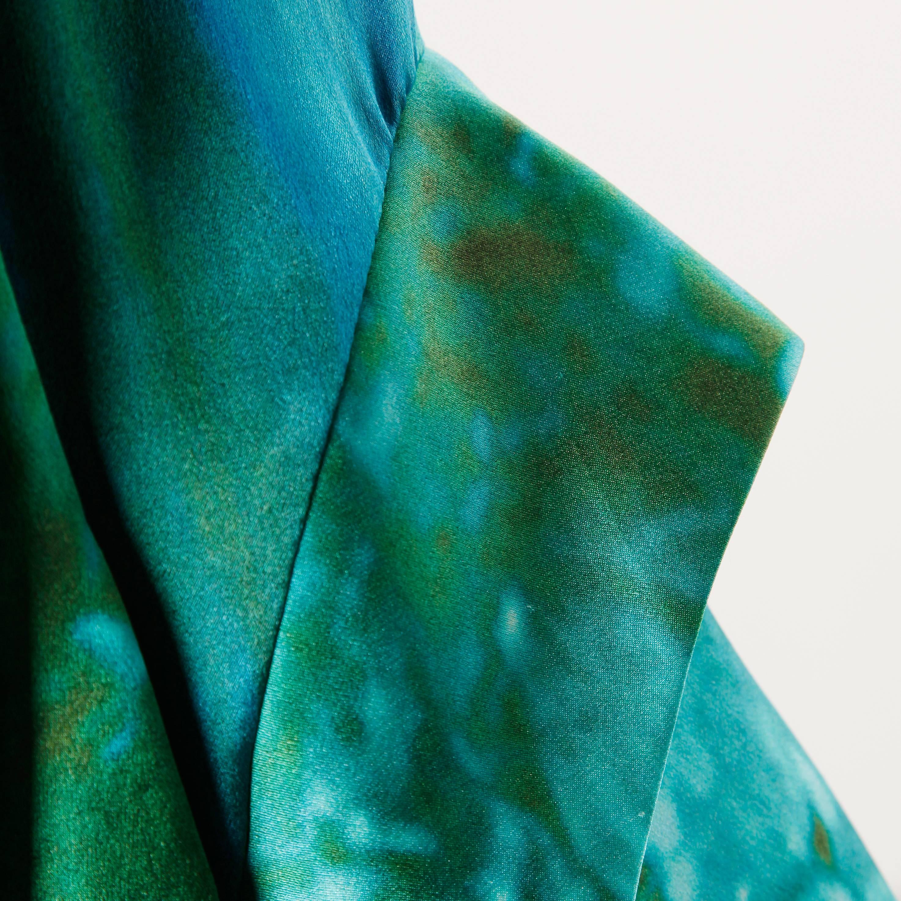 blue green silk dress