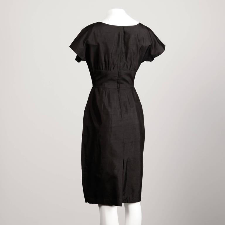 1950s Vintage Black Silk Cocktail Dress at 1stDibs