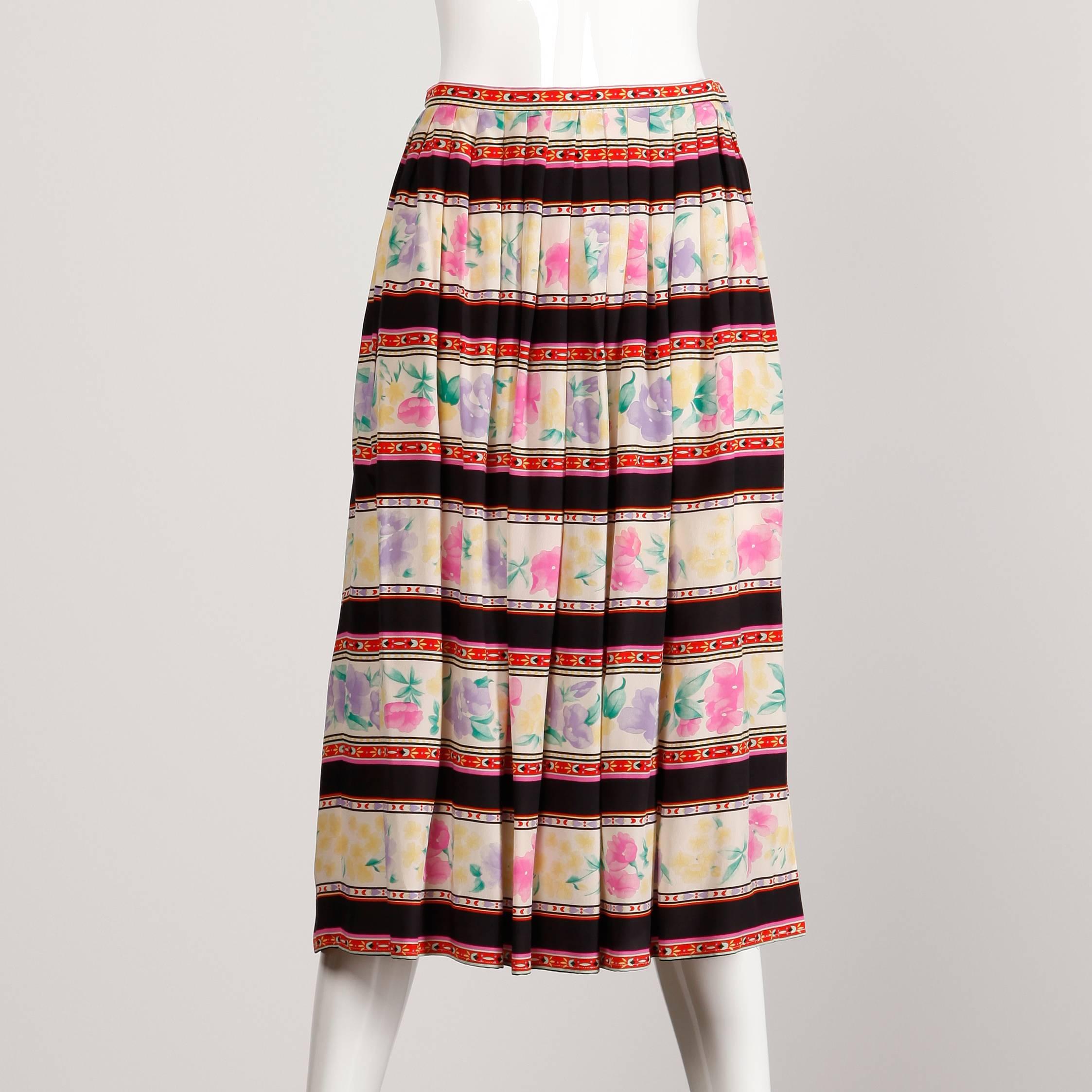 Women's 1970s Oscar de la Renta Vintage 2-Piece Silk Tank Top + Skirt Dress Ensemble