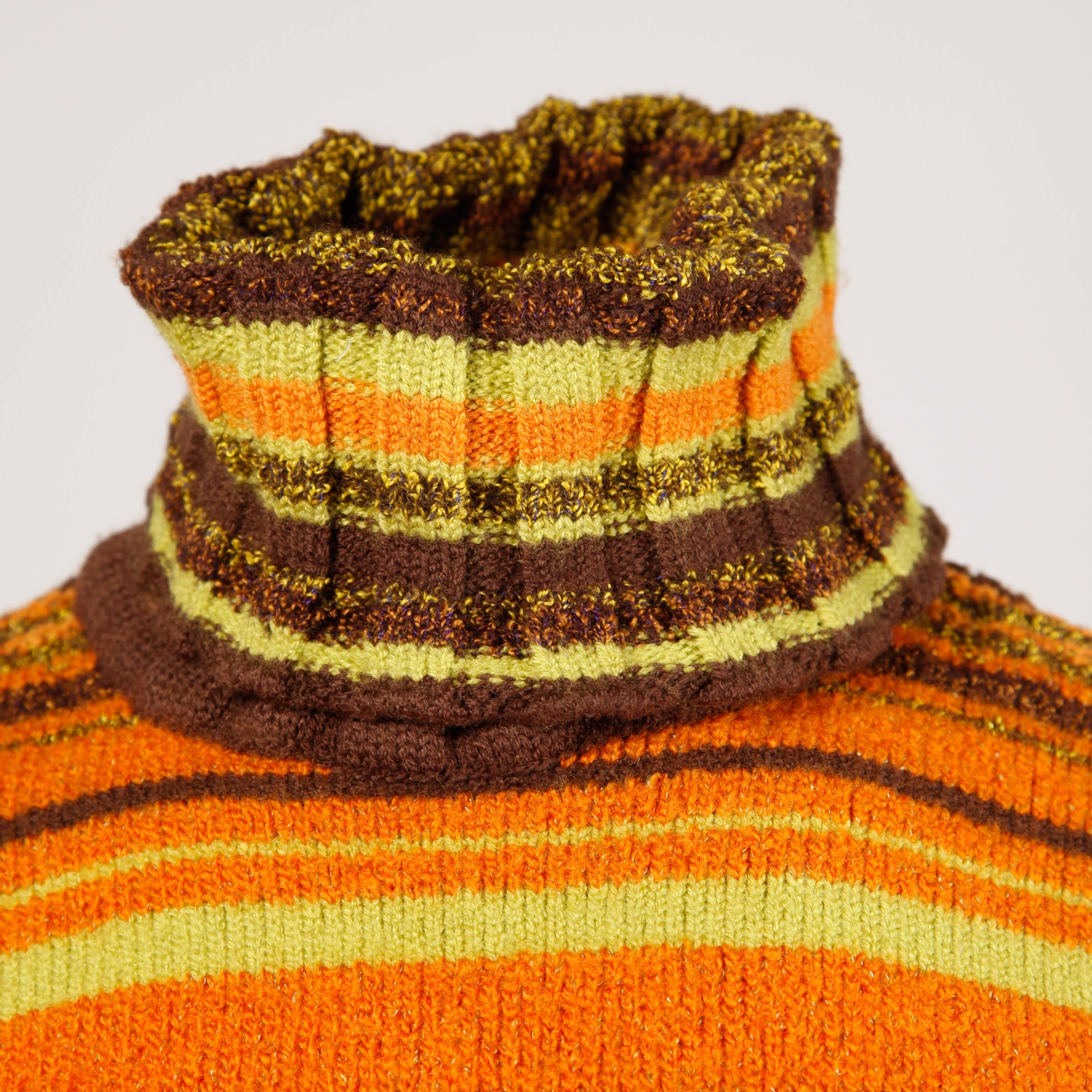 Christian Lacroix Vintage 1990s Striped Knit Wool Sweater + Skirt Dress Ensemble 1
