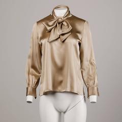 Bill Blass Vintage Silk Blouse with an Ascot Bow Tie or Sash