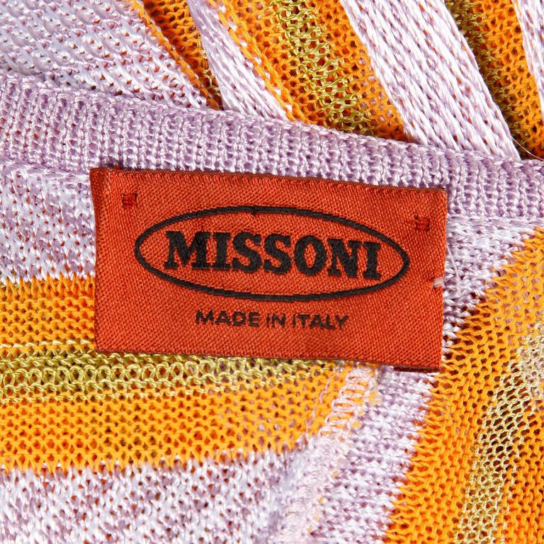 Missoni Knit Asymmetric Striped Dress in Purple Green + Orange at 1stDibs