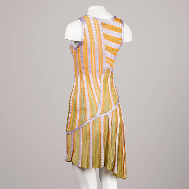 Missoni Knit Asymmetric Striped Dress in Purple Green + Orange at 1stDibs