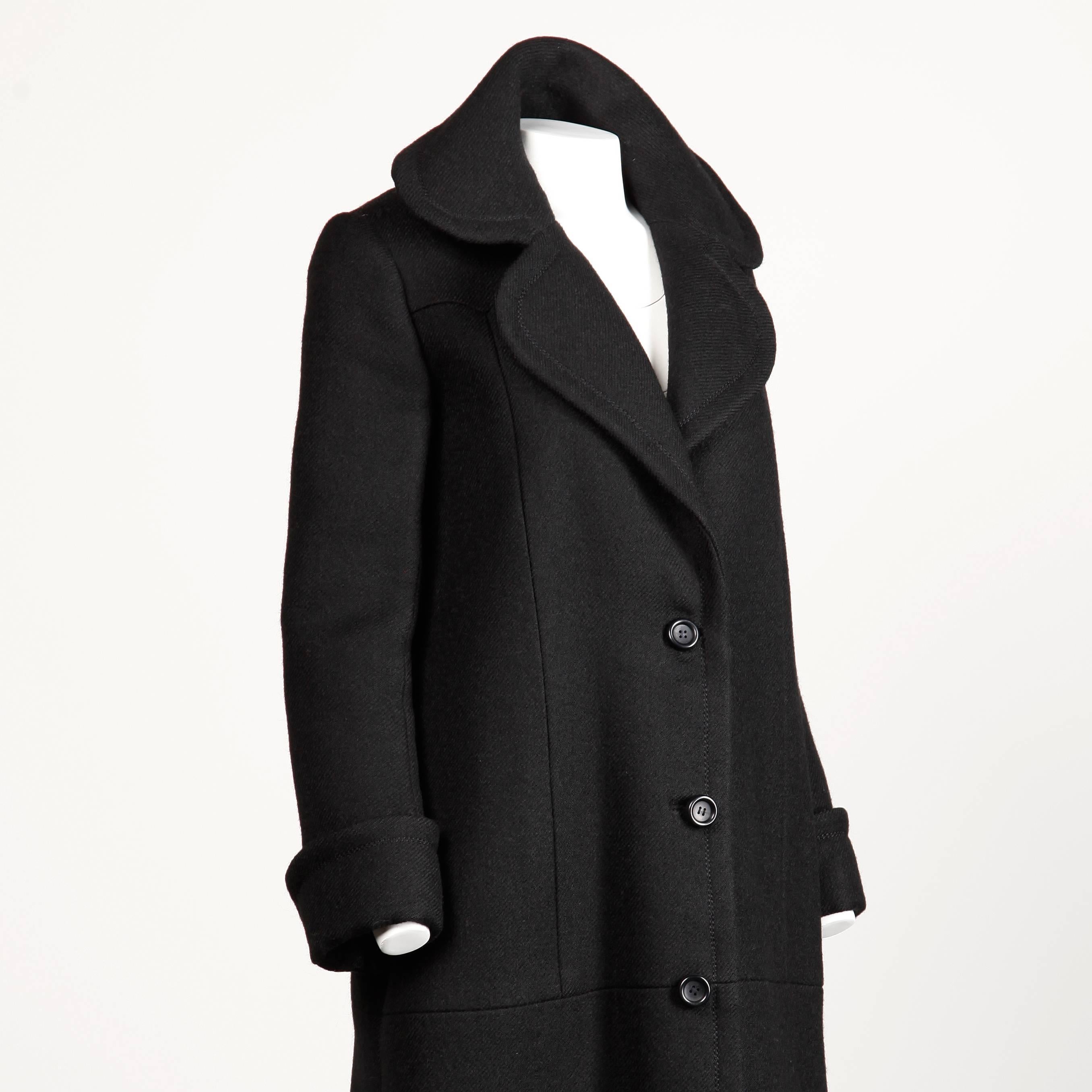 Gorgeous Jean Patou 1960s Vintage Black Wool Coat In Excellent Condition In Sparks, NV