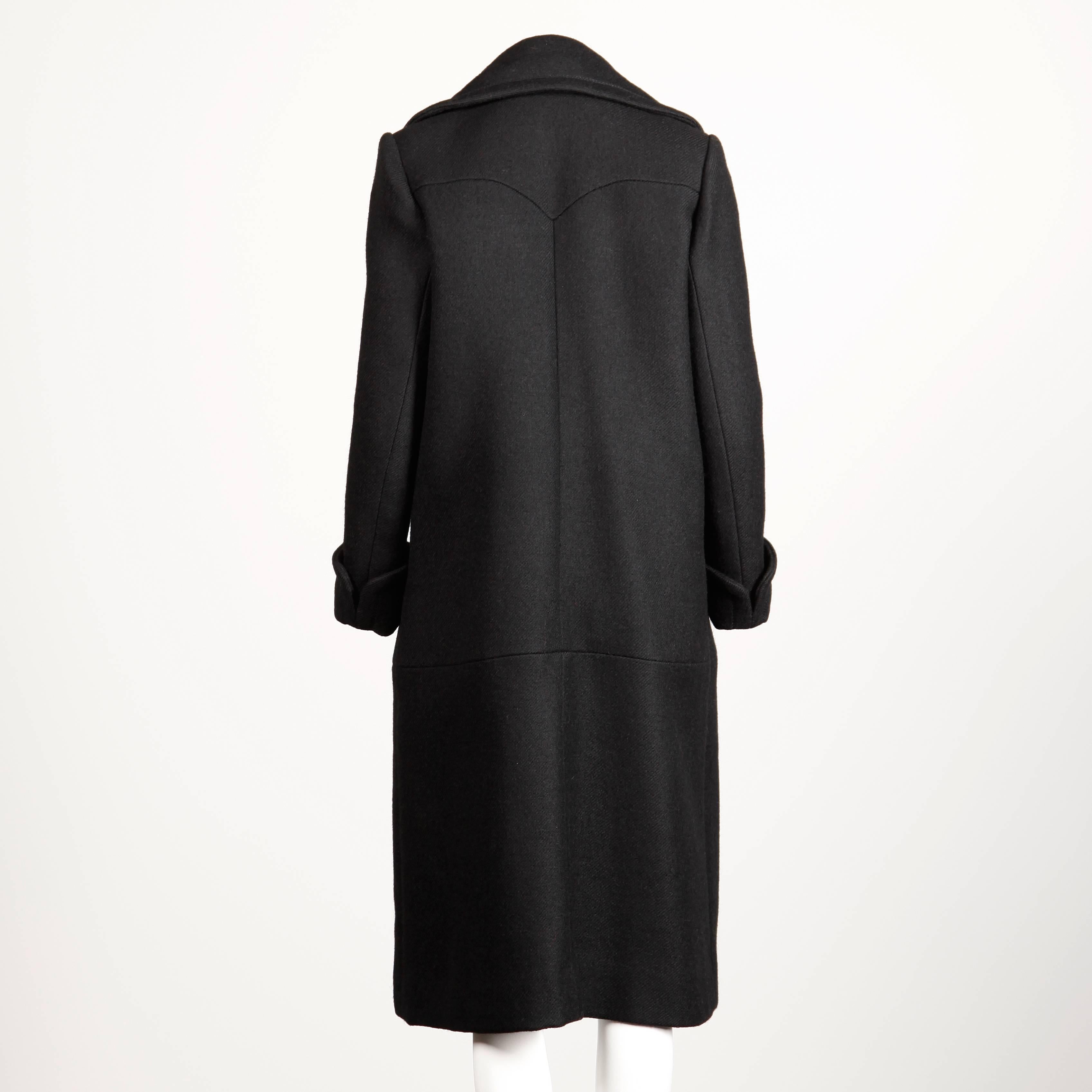 Gorgeous Jean Patou 1960s Vintage Black Wool Coat 1