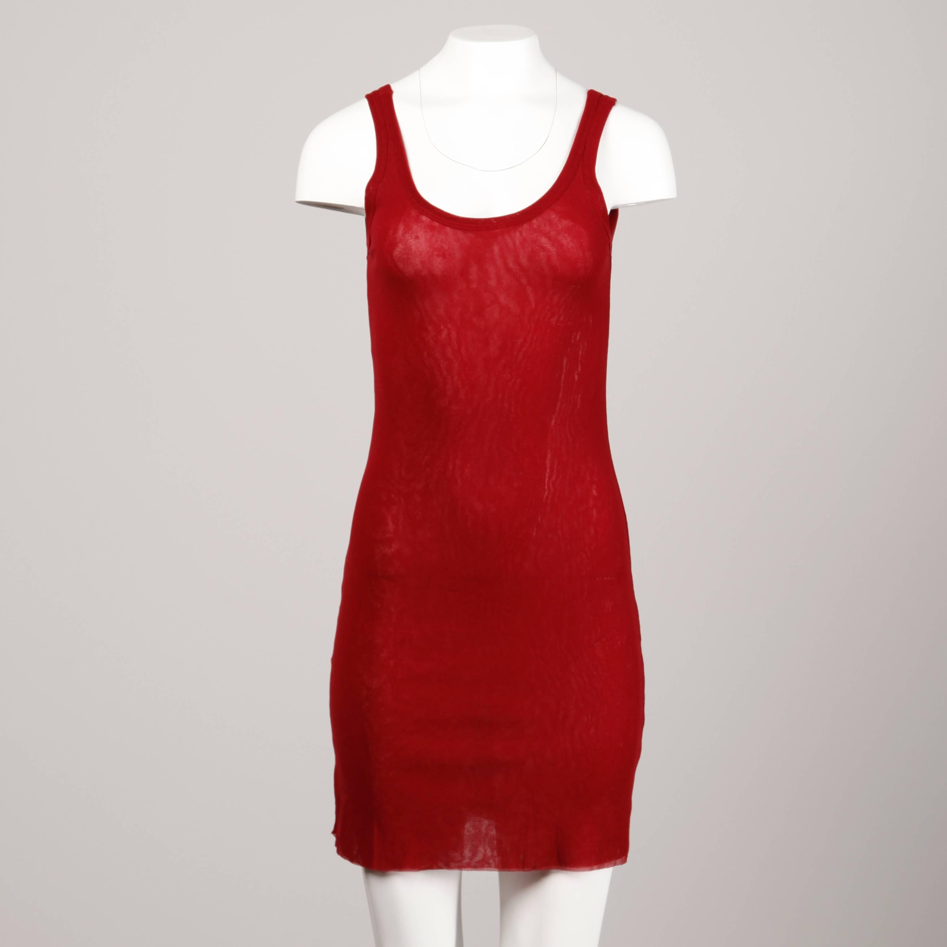 Women's Jean Paul Gaultier Burgundy Op Art Burnout Velvet Sheer Mesh Dress