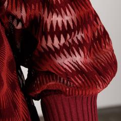 Jean Paul Gaultier Burgundy Op Art Burnout Velvet Sheer Mesh Dress