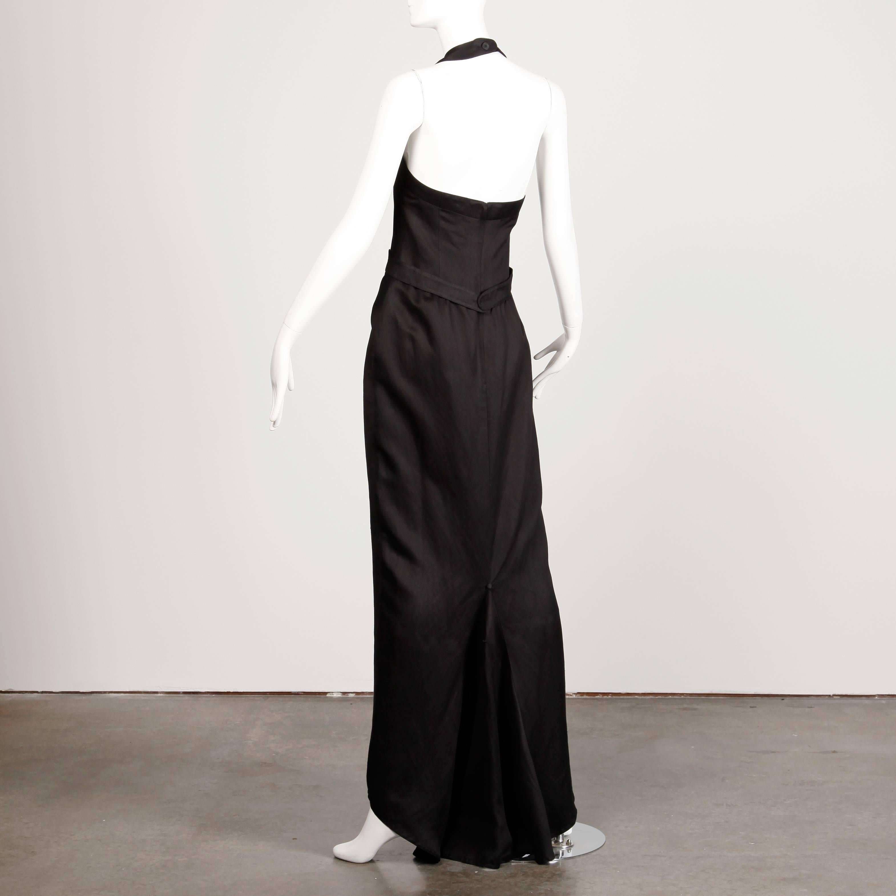 Fendi 365 for Neiman Marcus Vintage 1970s Black Evening Gown with Back Train In Excellent Condition For Sale In Sparks, NV