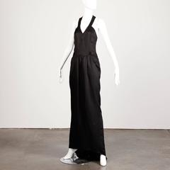 Fendi 365 for Neiman Marcus Vintage 1970s Black Evening Gown with Back Train