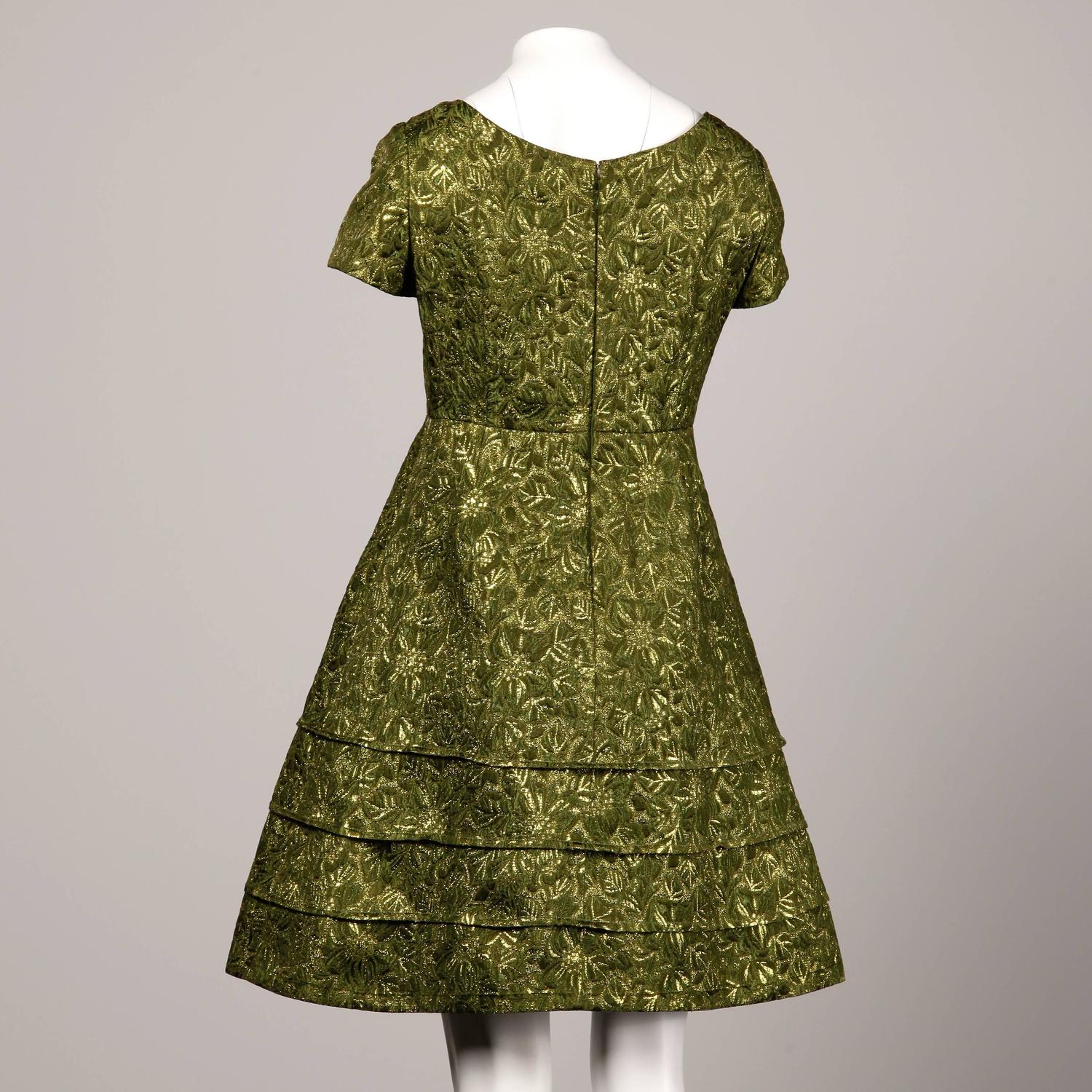 1960s Christian Dior PretaPorter Vintage Metallic Green + Gold