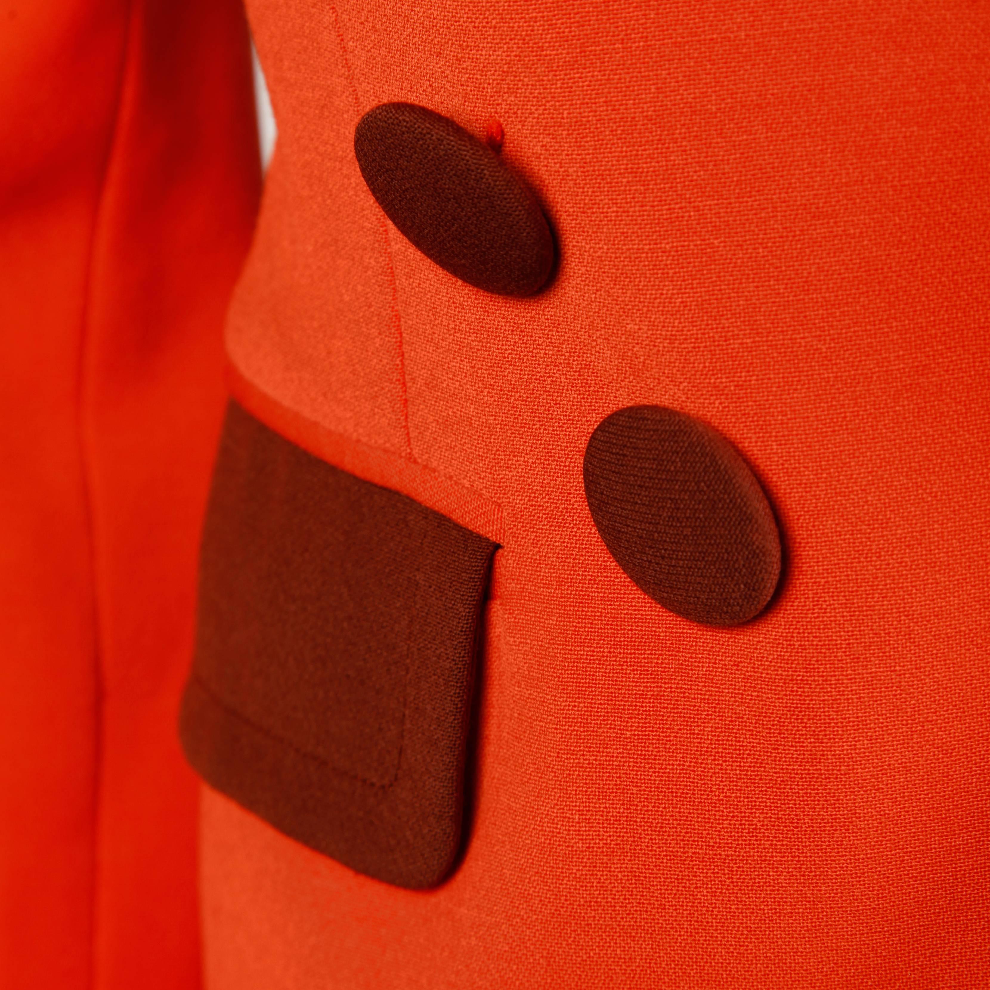 Red Moschino Couture! Vintage Wool Color Block Blazer Jacket For Sale