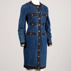 Moschino 1990s Vintage Black + Blue Denim Jeans Dress