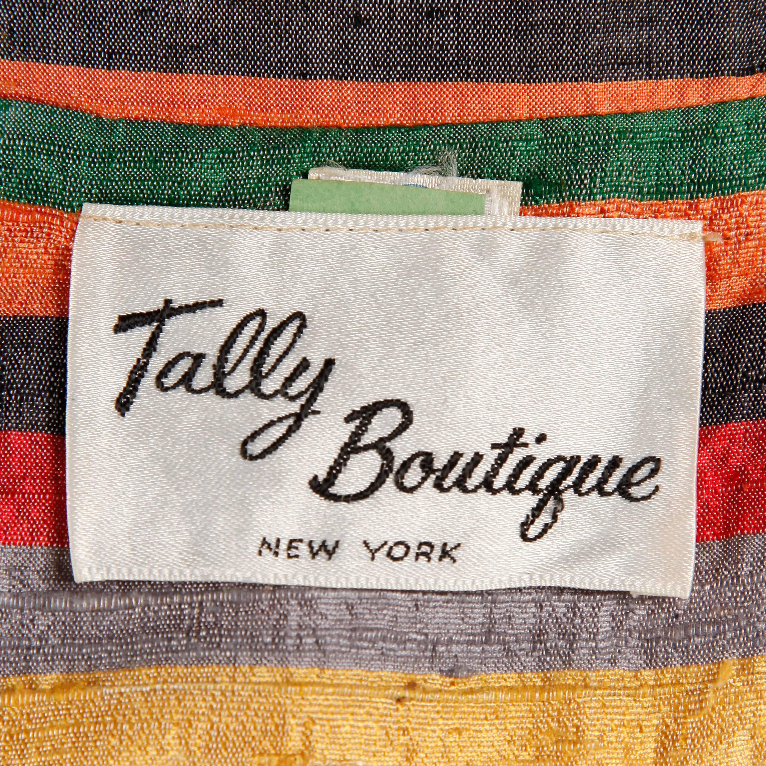 Women's Tally Boutique Vintage Rainbow Striped Raw Silk Jacket with Balloon Sleeves