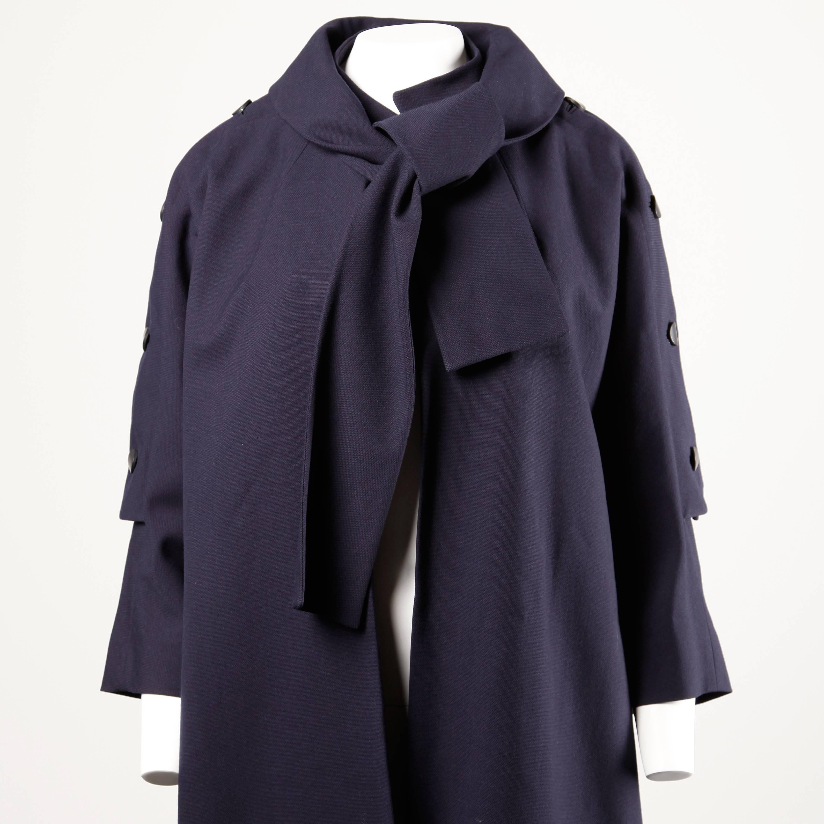 Jacques Heim 1950s 2-Pc Silk + Wool Coat with a Detachable Cape/ Scarf 1