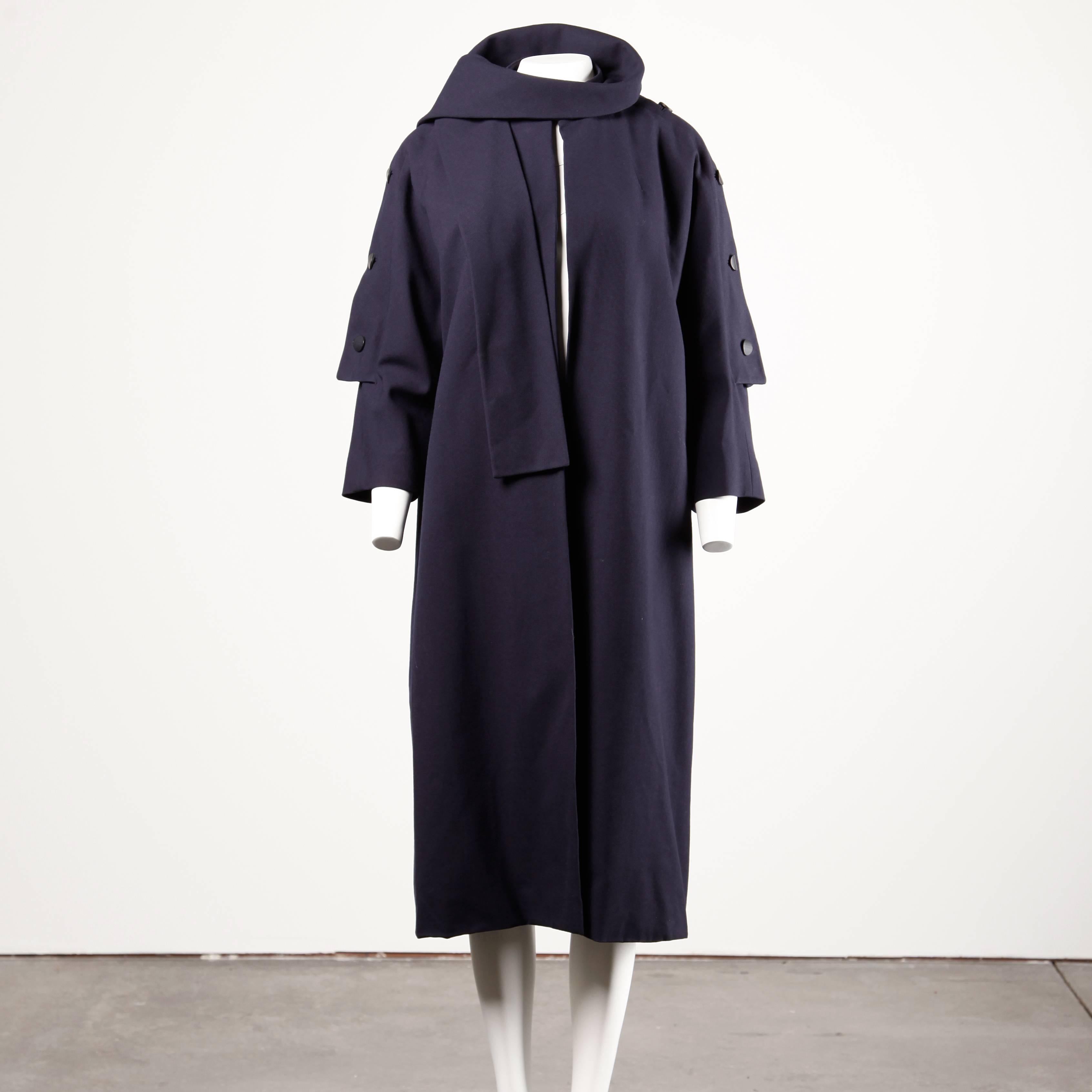 Jacques Heim 1950s 2-Pc Silk + Wool Coat with a Detachable Cape/ Scarf 2