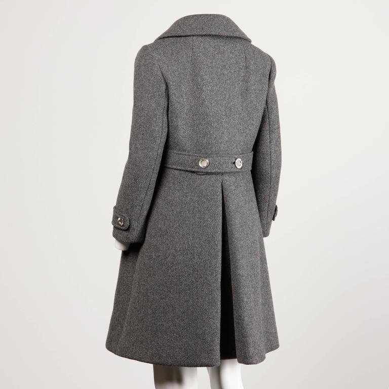 Bonwit Teller Vintage 1960s Heavy Gray Wool Military Inspired Coat at ...