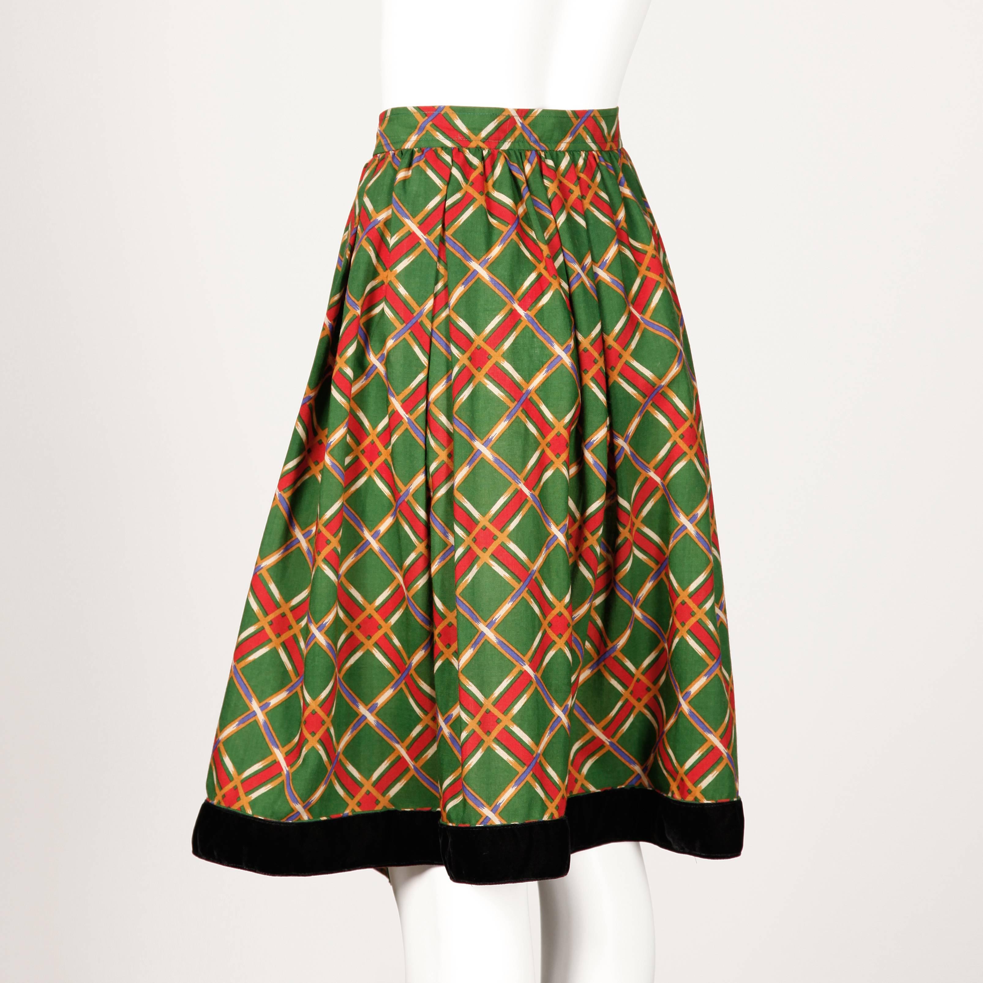 Yves Saint Laurent 1970s Vintage Plaid Wool Midi Skirt In Excellent Condition For Sale In Sparks, NV