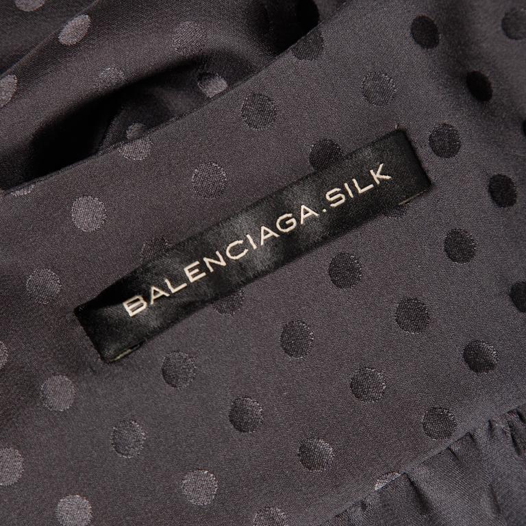 Balenciaga Gray Polka Dot Silk Dress with Deep-V Neckline For Sale at  1stDibs | balenciaga silk dress, silk gray dress