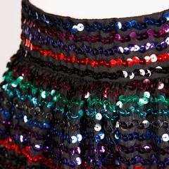 1970s Vintage Striped Metallic Sequin Maxi Skirt