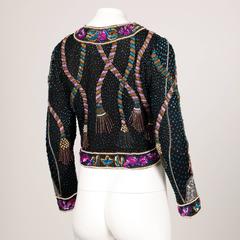 Unworn with Tags Vintage Beaded + Sequin Silk Trophy Jacket with Tassel Design