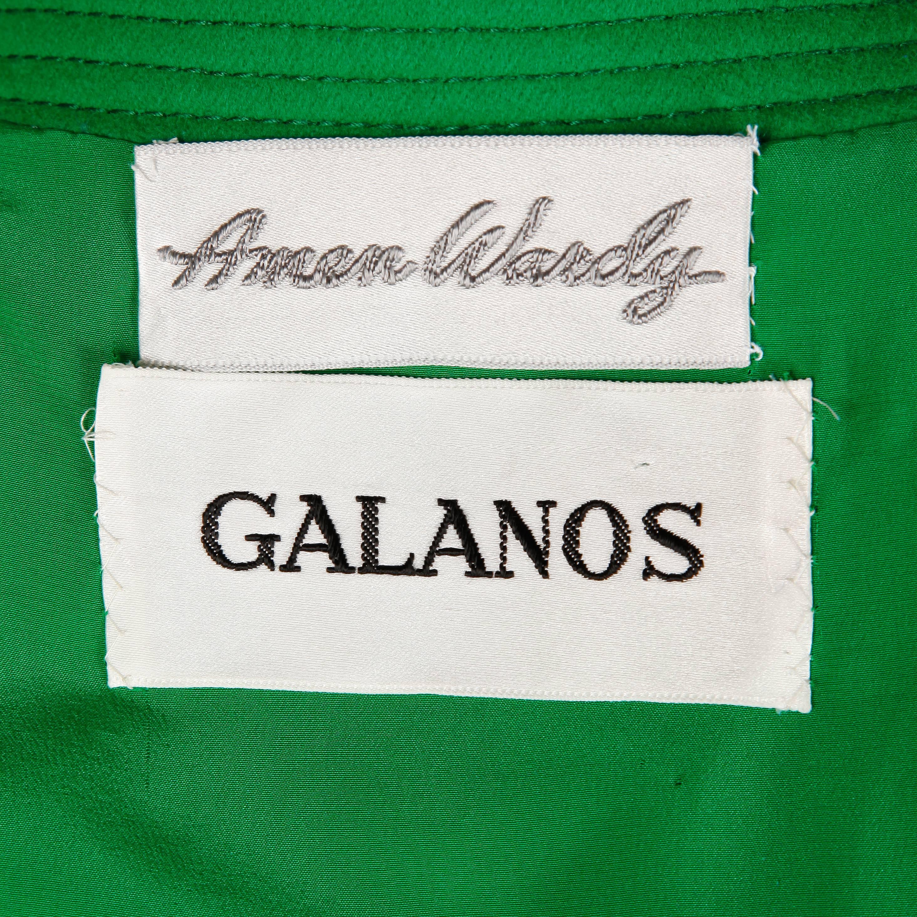 Galanos 1980s Vintage Avant Garde Kelly Green Wool Coat with Bold Shoulders In Excellent Condition In Sparks, NV