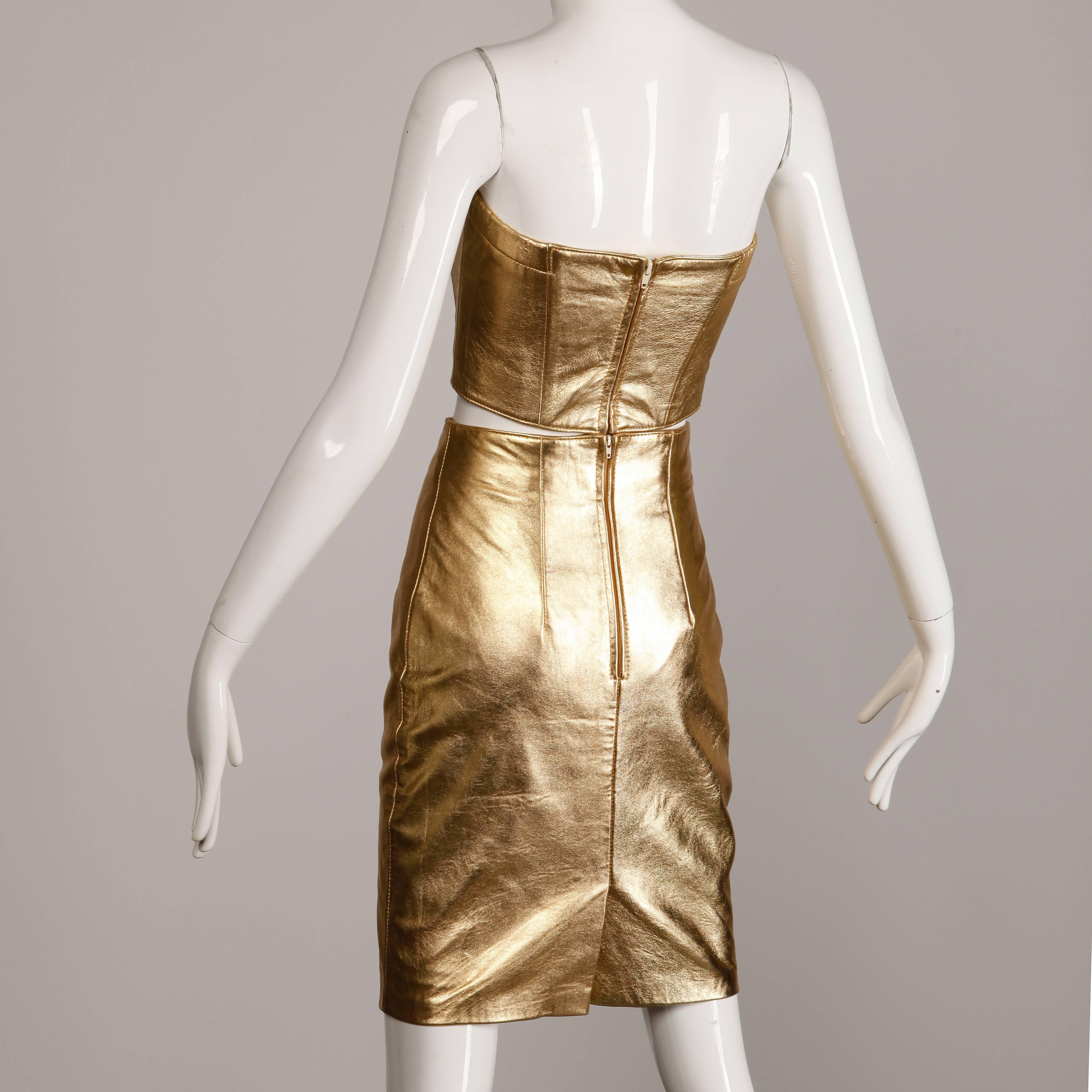 gold leather dress