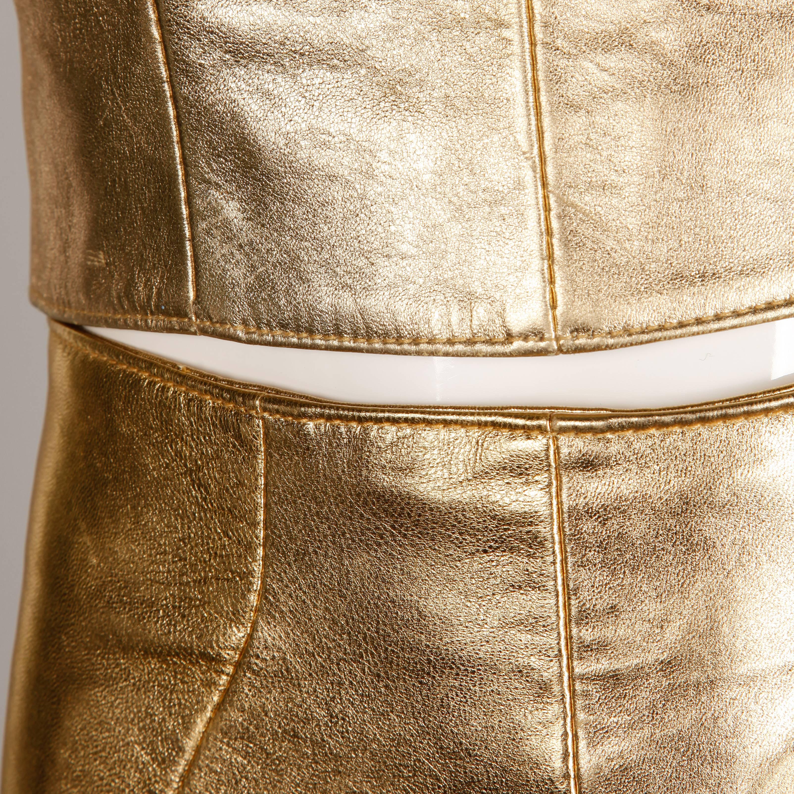 gold leather outfit