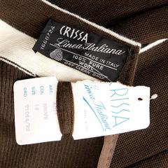 Unworn Crissa 1970s Vintage 100% Wool Brown Knit Dress with Original Tags