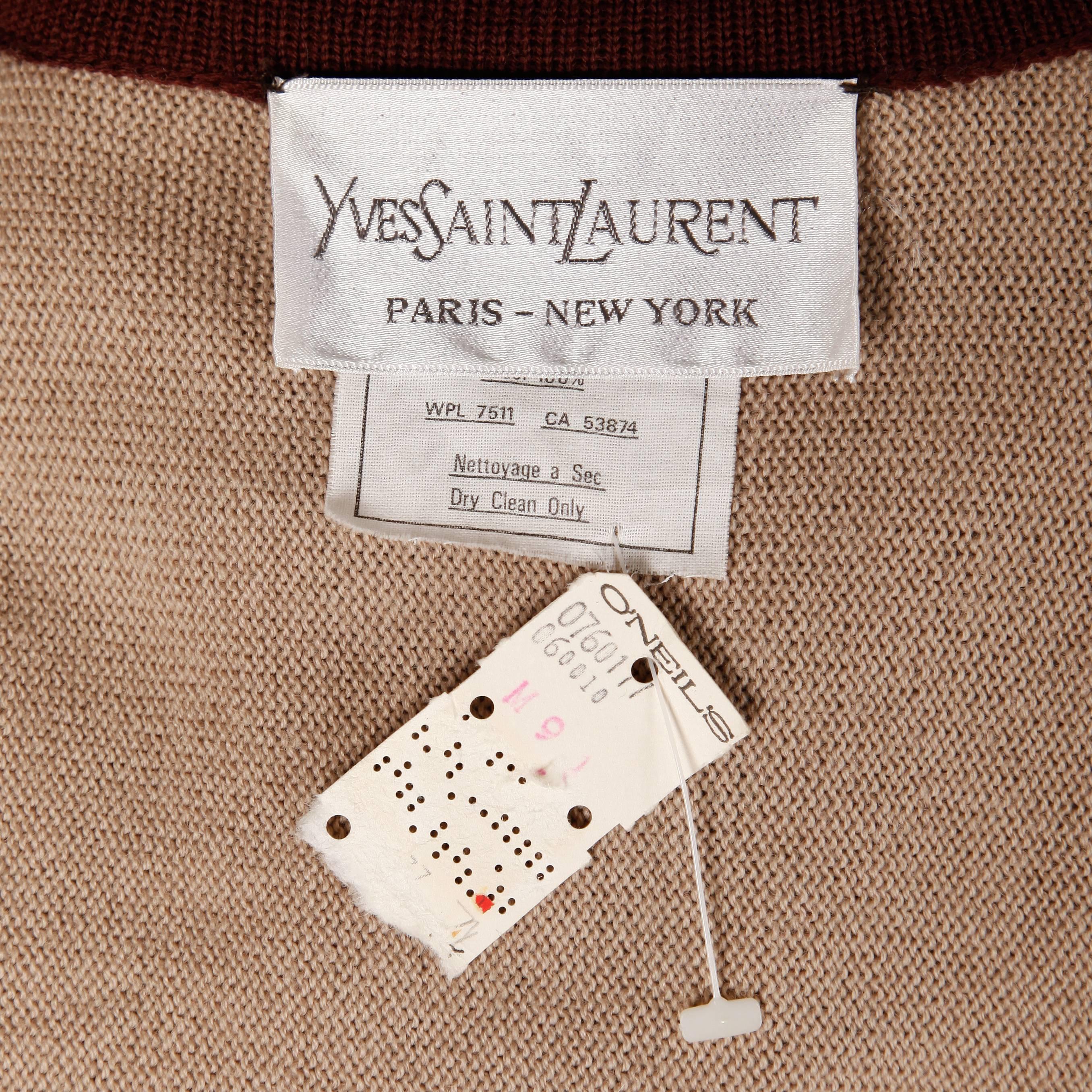 Unworn Yves Saint Laurent 1970s Wool Knit Wrap Sweater Top with Original Tags In Excellent Condition In Sparks, NV