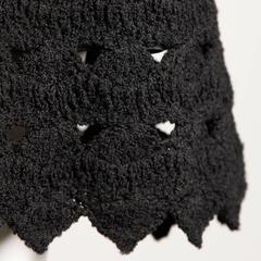 1960s Vintage Black Wool Hand Crochet Dress