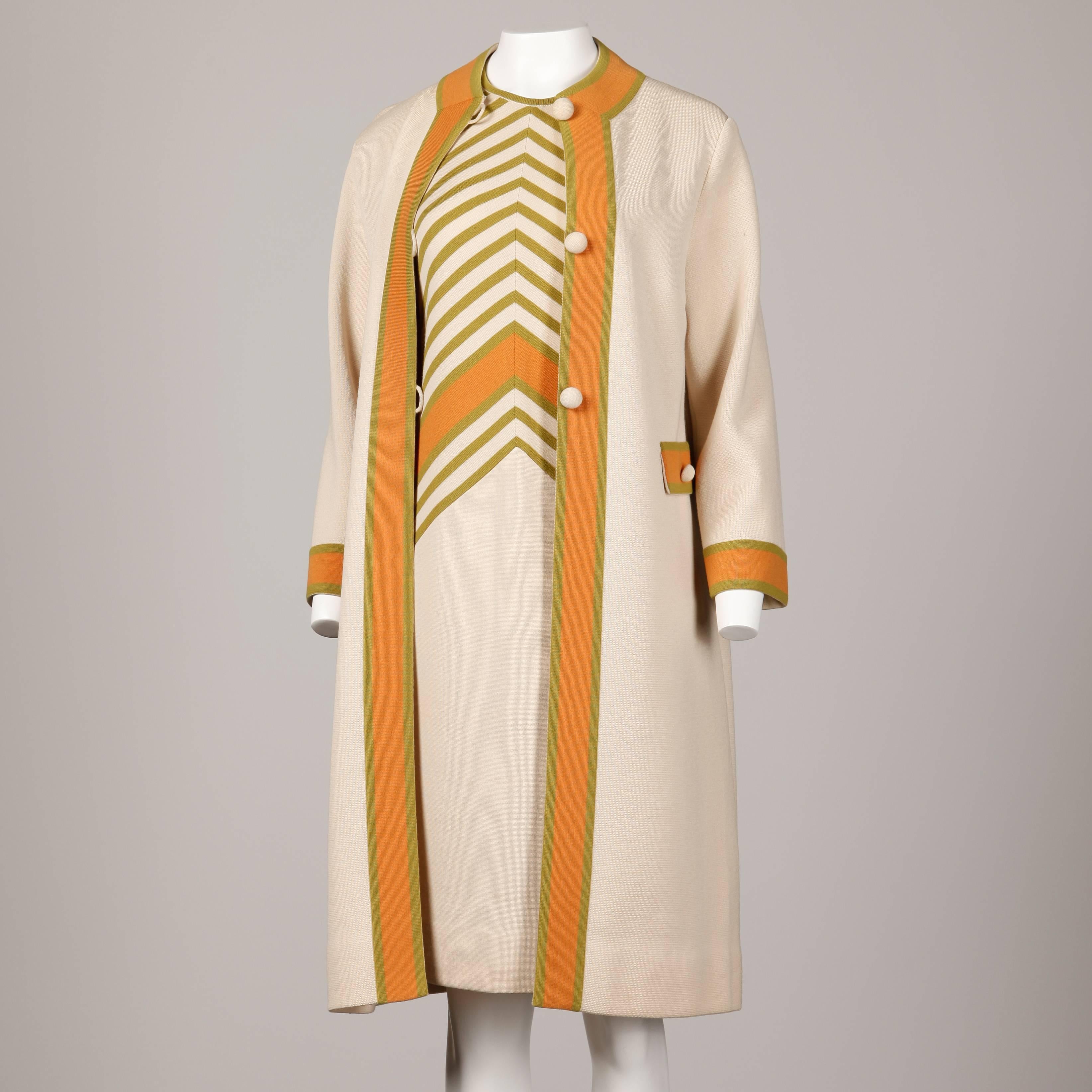 Gianni Ferri for Banff Ltd 1960s Vintage Color Block Coat + Dress 2-Pc Ensemble In Excellent Condition In Sparks, NV