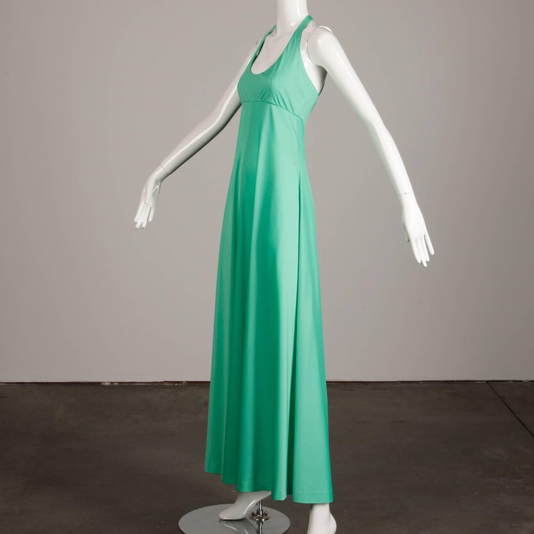 1970s Joan Leslie by Kasper Vintage Mint Green Maxi Dress + Ostrich ...