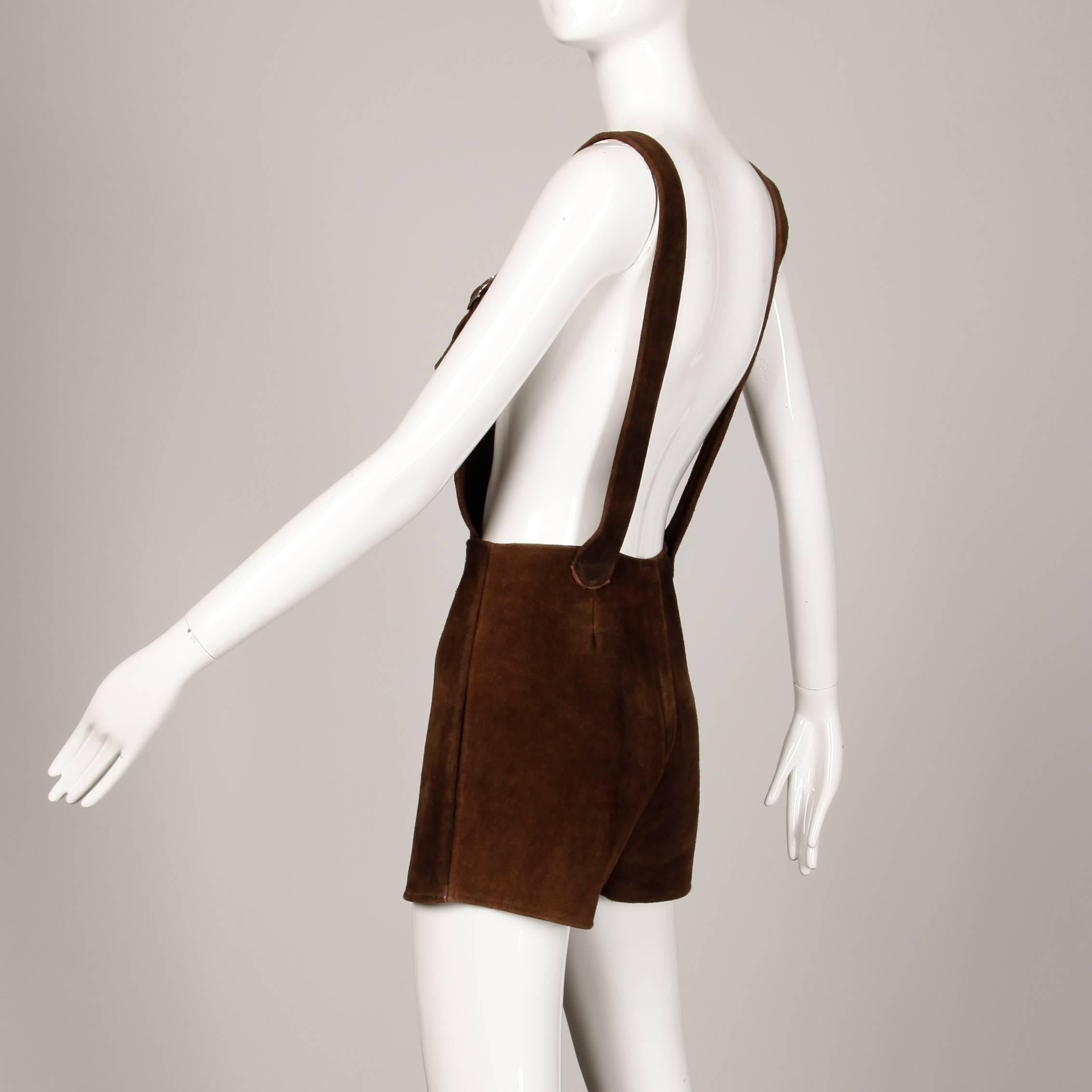 brown short overalls