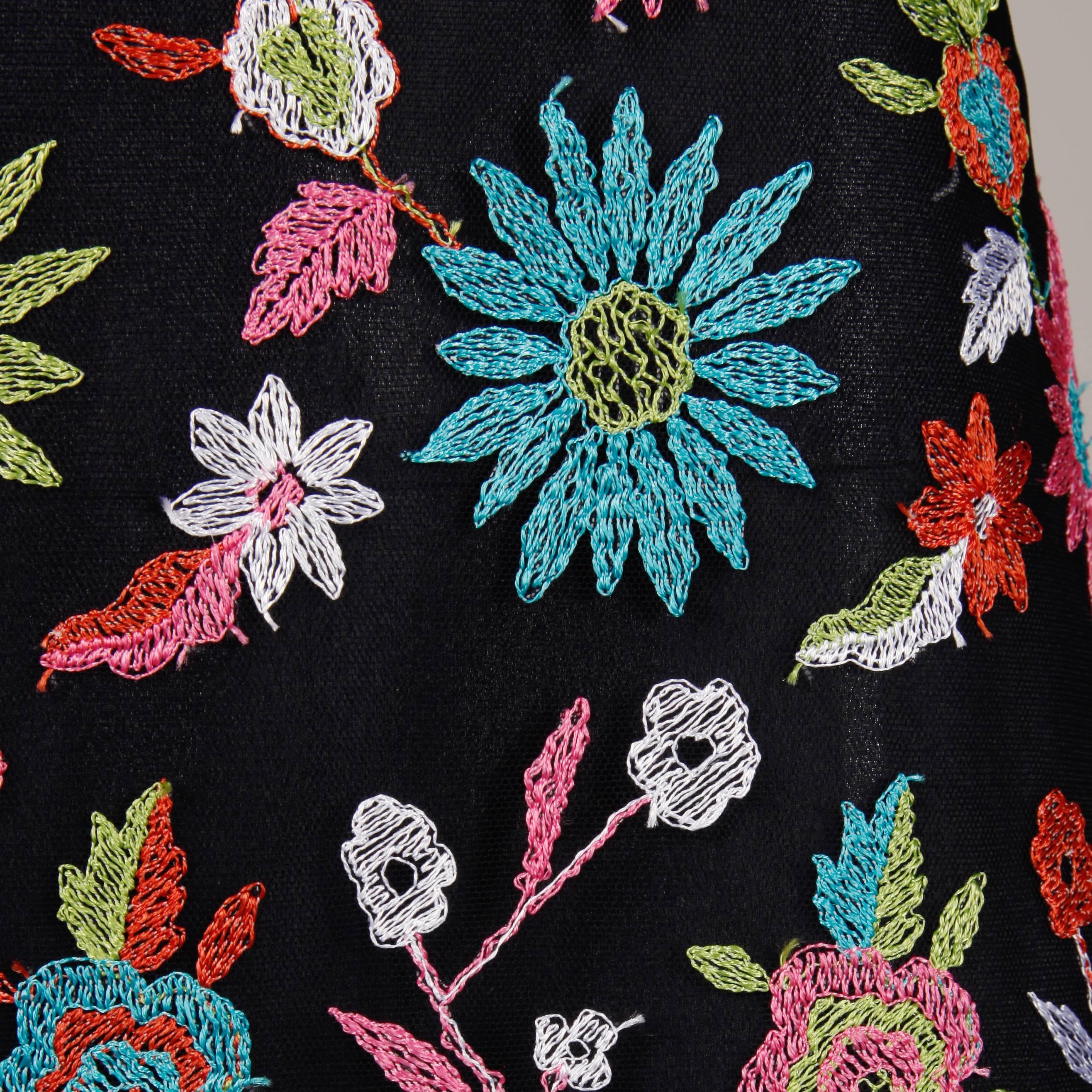 Women's 1990s Christian Lacroix Vintage Embroidered Flower Mesh Skirt