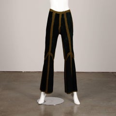 1970s Vintage Handmade Suede Leather + Crochet Bell Bottom Pants + Vest Ensemble