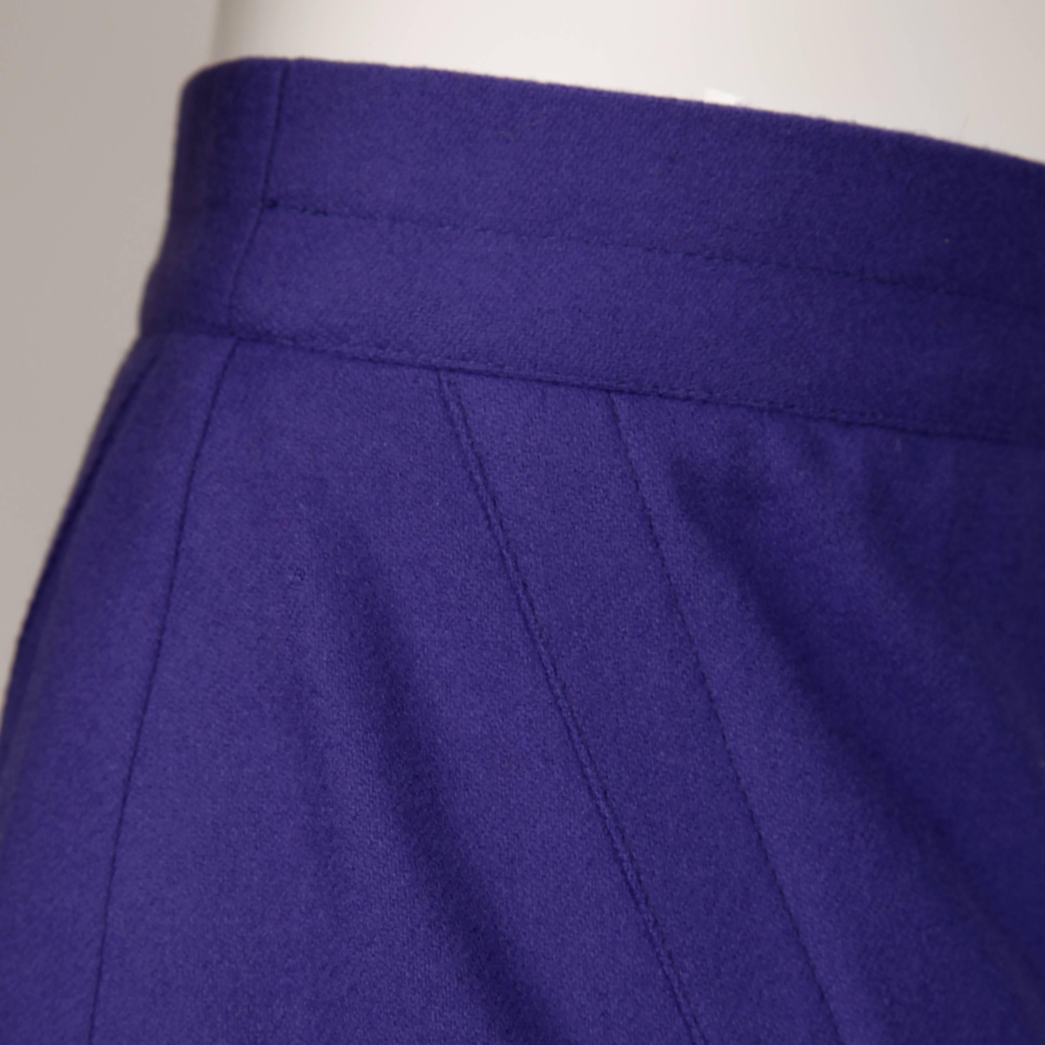 Amen Wardy Vintage 1980s Avant Garde Purple Wool Pencil Skirt with Pleated Slit 3