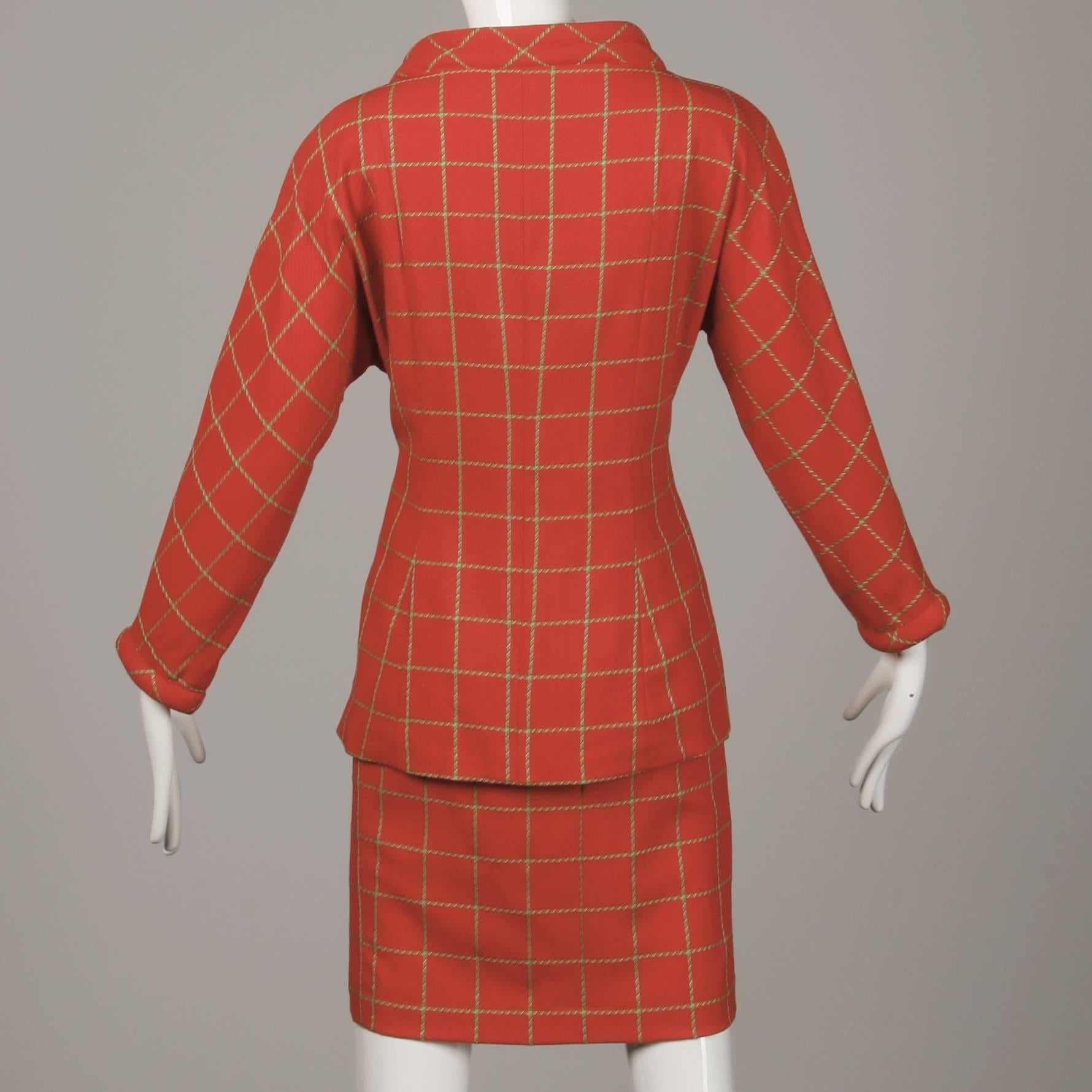 1980s Bernard Perris Vintage Wool/ Cashmere Jacket + Skirt Suit Ensemble For Sale 5